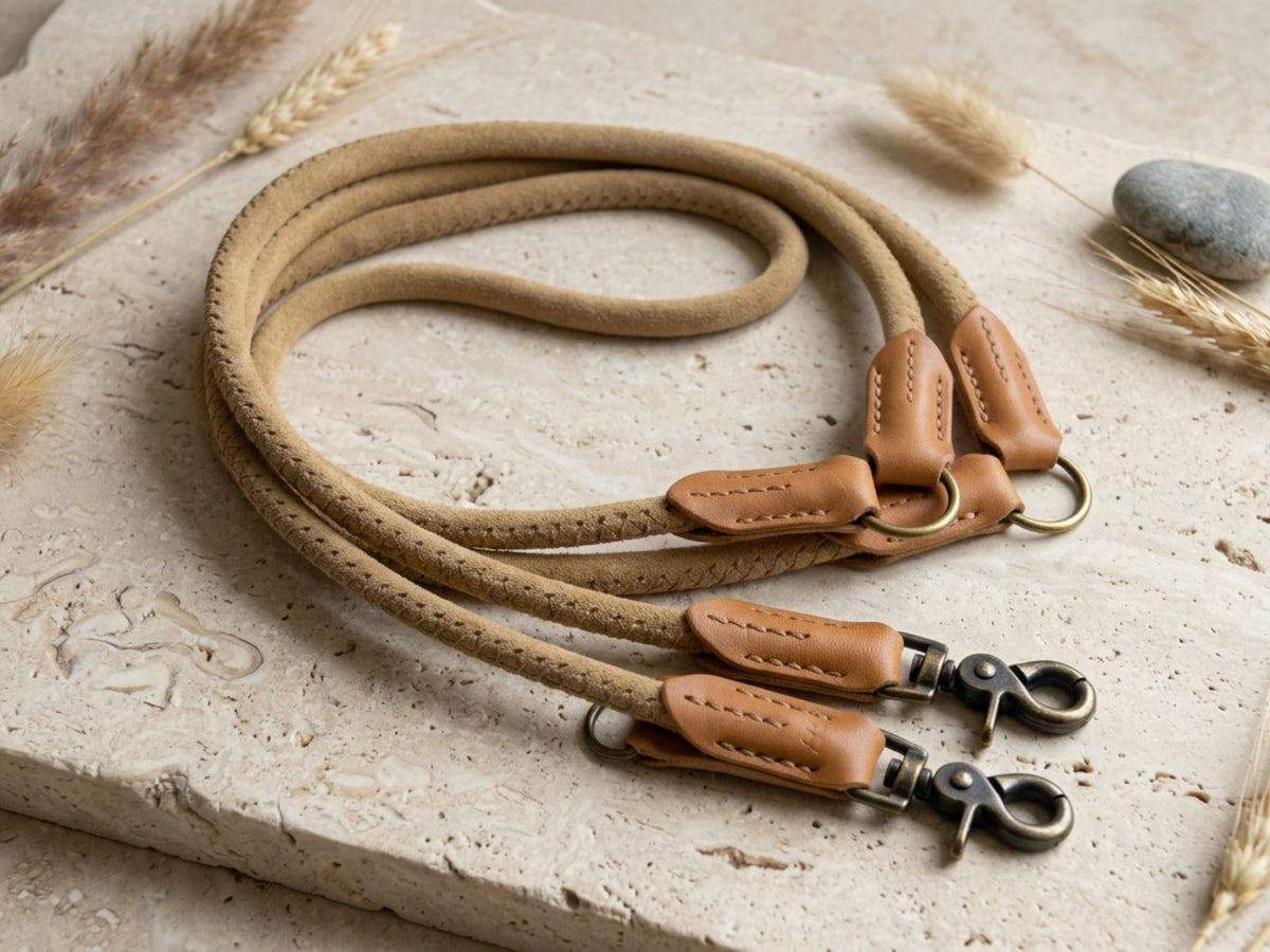 Rundlederleine 'Wildfang' Beige
