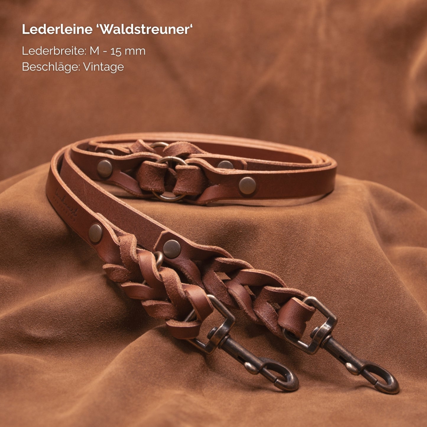 Hundeleine aus Leder - Lederleine 'Waldstreuner' Braun
