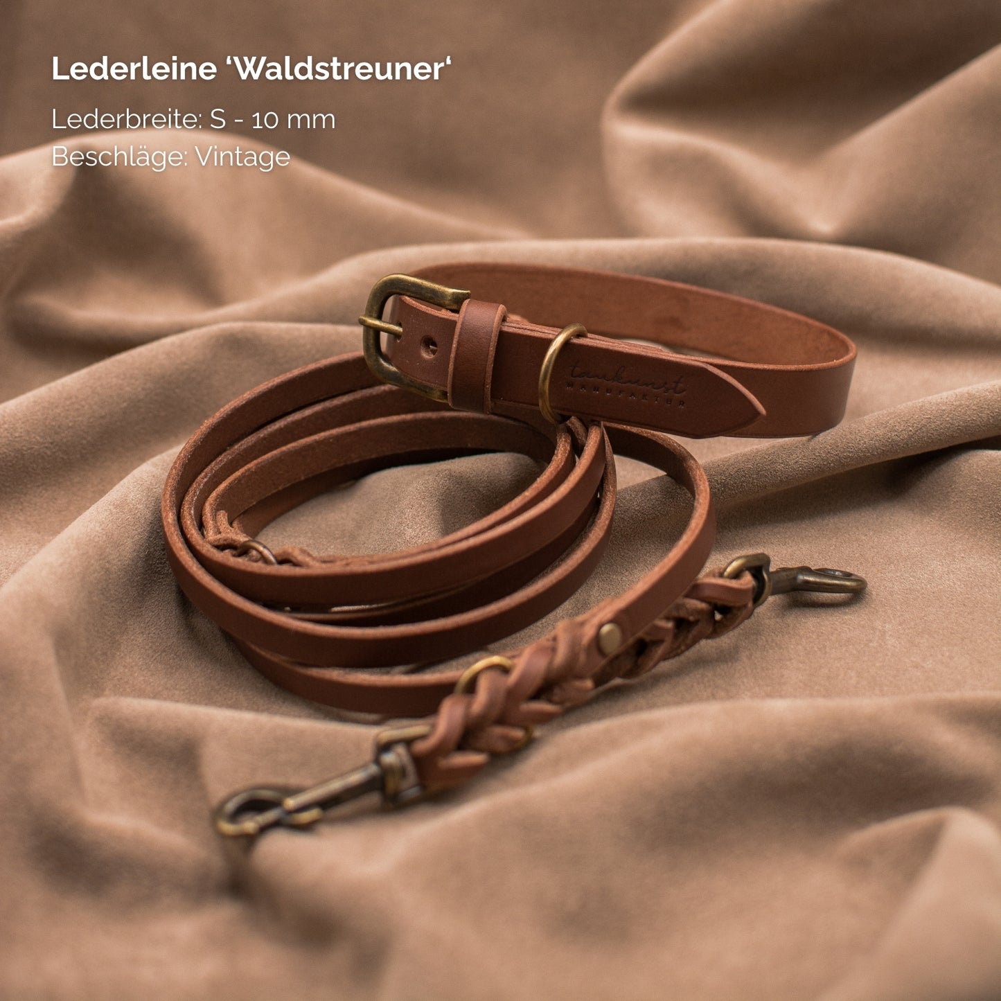 Hundeleine aus Leder - Lederleine 'Waldstreuner' Braun
