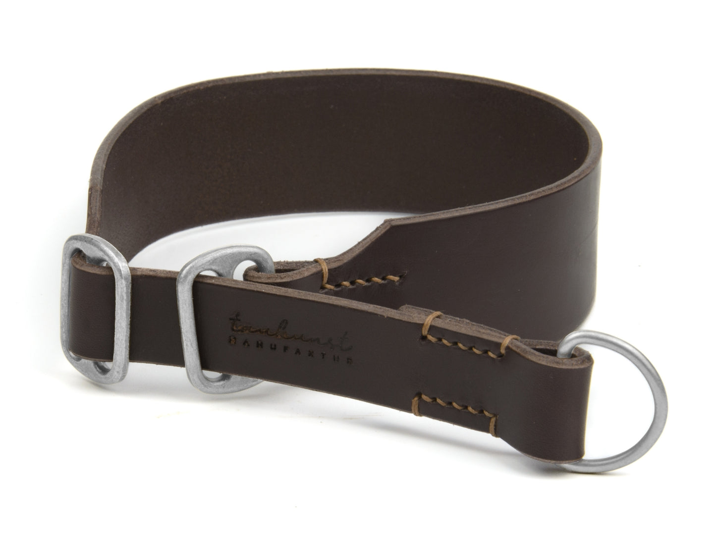 Zugstopp Lederhalsband 'Waldgeist' Dunkelbraun
