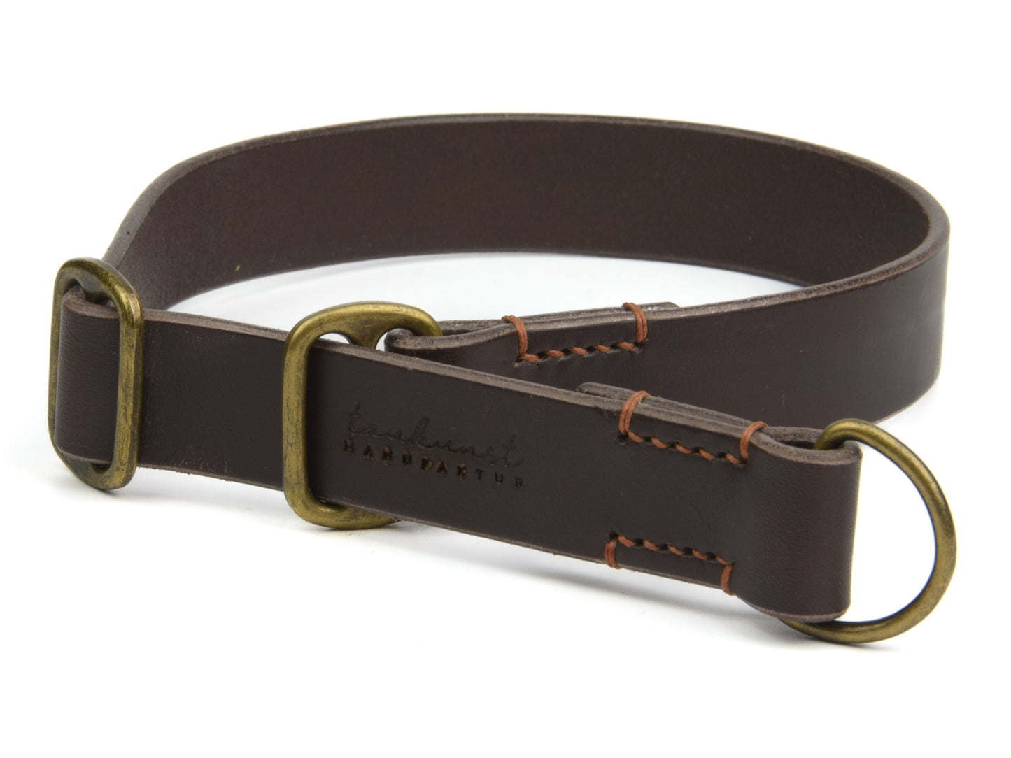 Zugstopp Lederhalsband 'Waldgeist' Dunkelbraun
