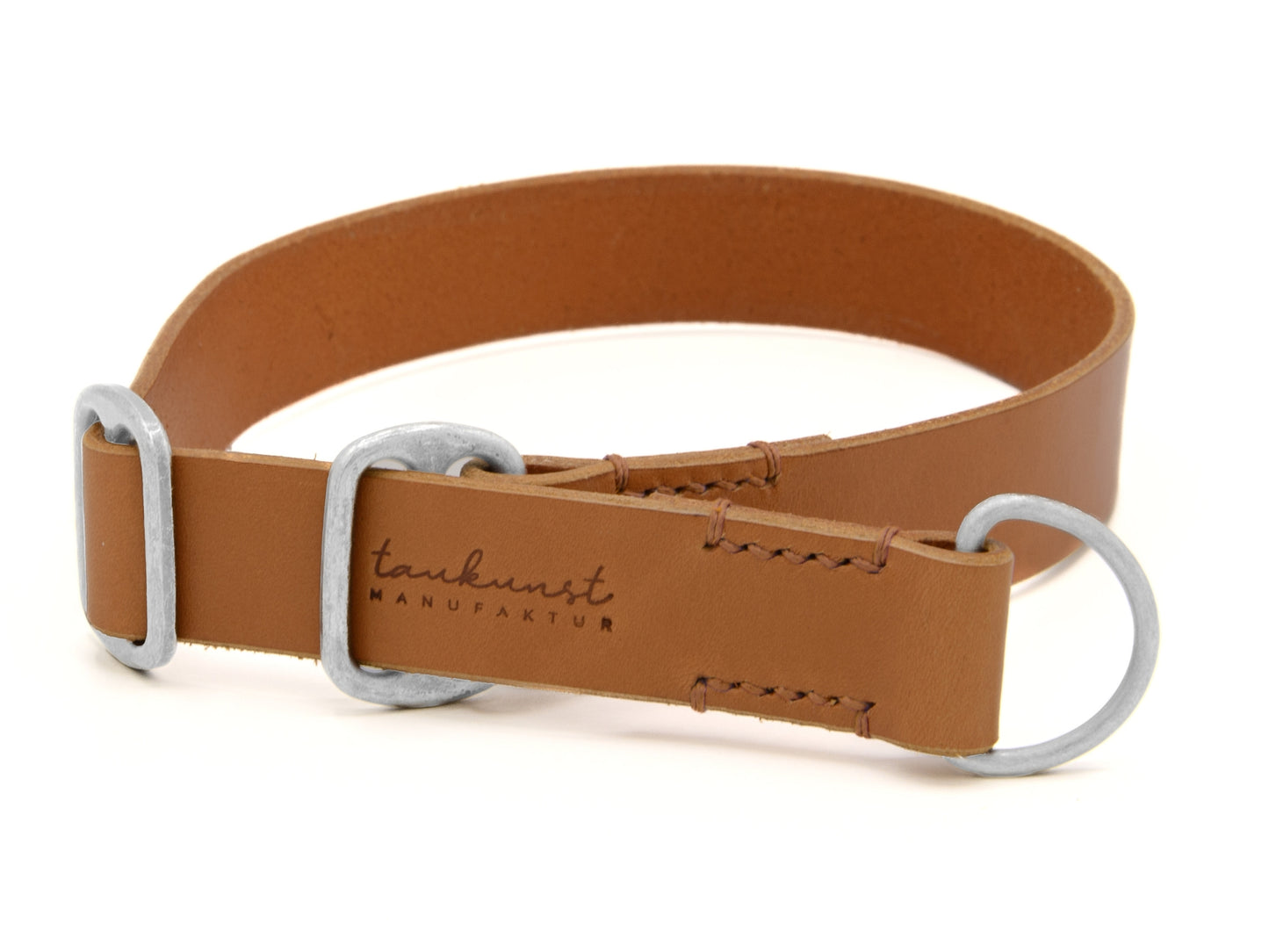 Zugstopp Lederhalsband 'Waldgeist' Cognac

