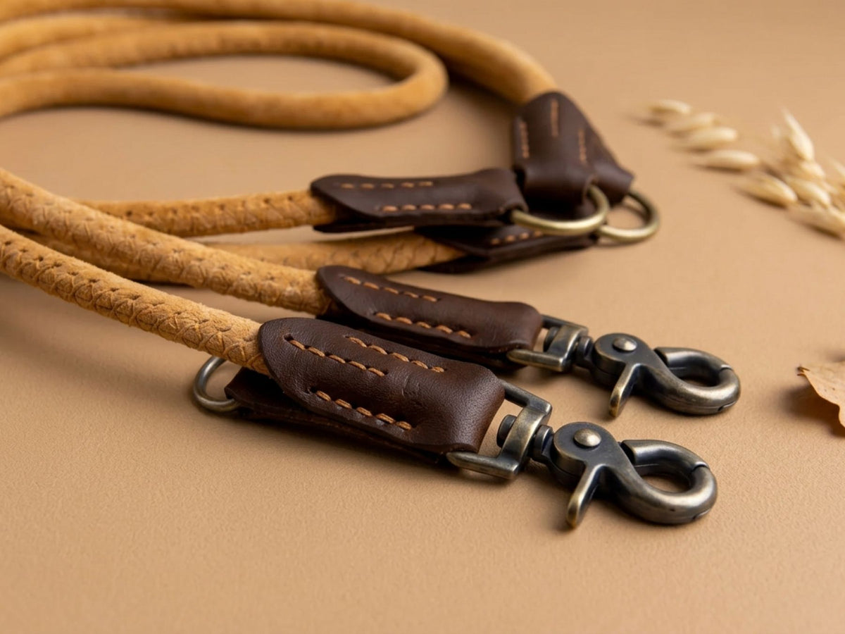 Rundlederleine 'Wildfang' Cognac
