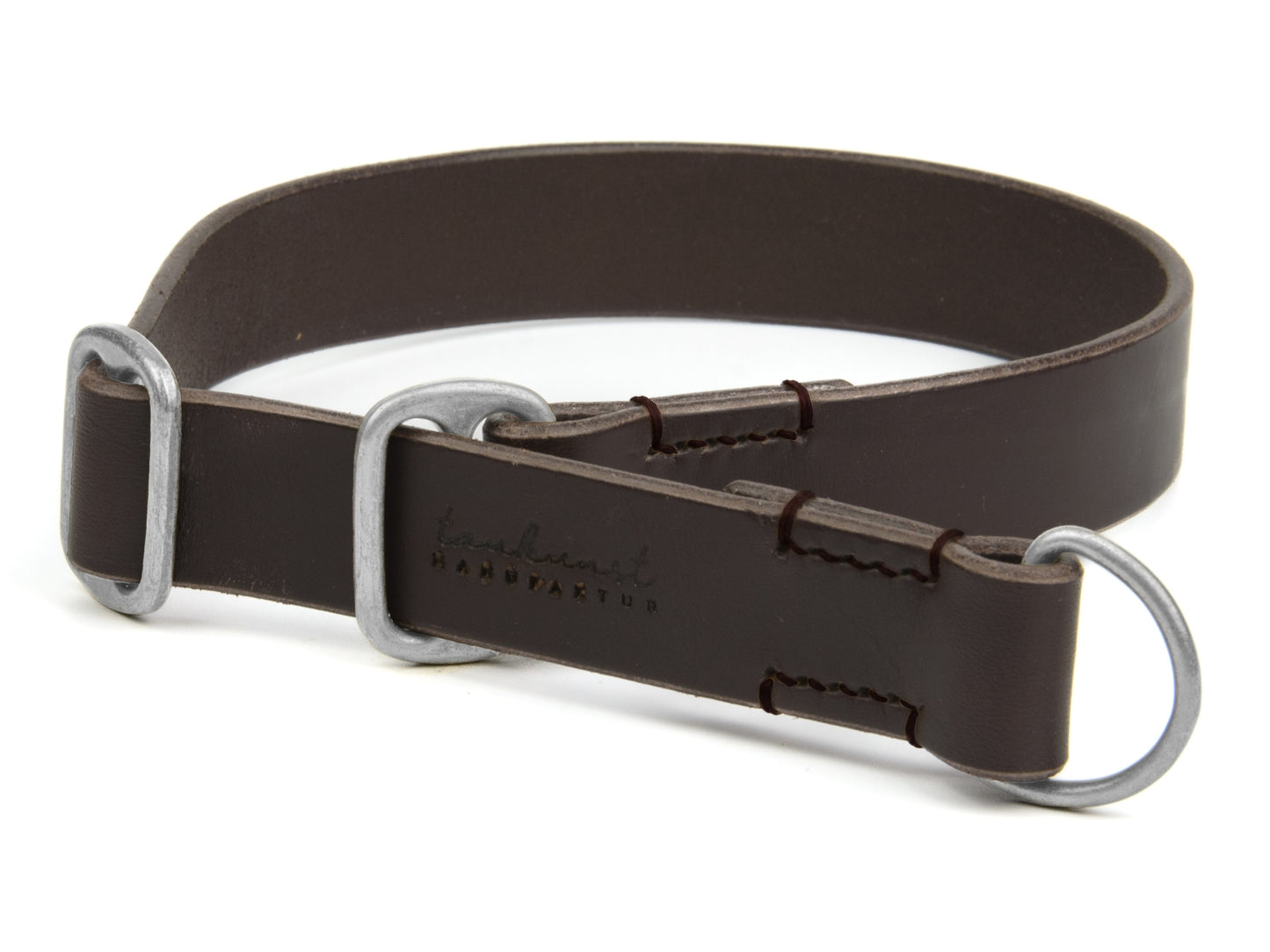 Zugstopp Lederhalsband 'Waldgeist' Dunkelbraun
