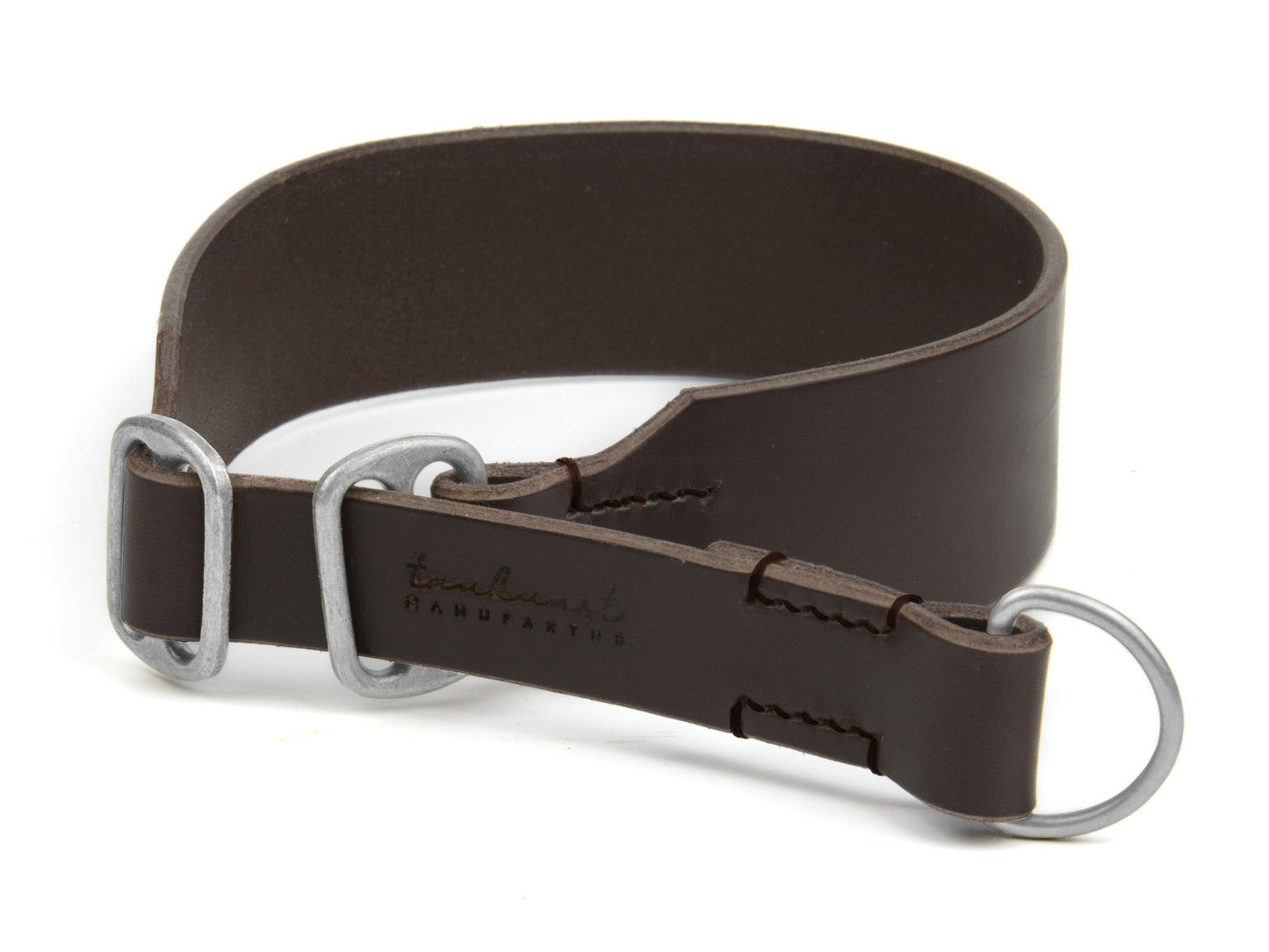 Zugstopp Lederhalsband 'Waldgeist' Dunkelbraun
