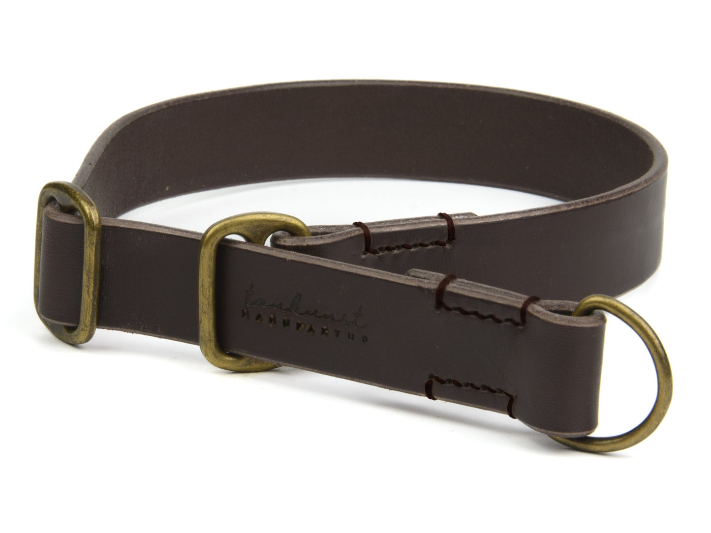Zugstopp Lederhalsband 'Waldgeist' Dunkelbraun
