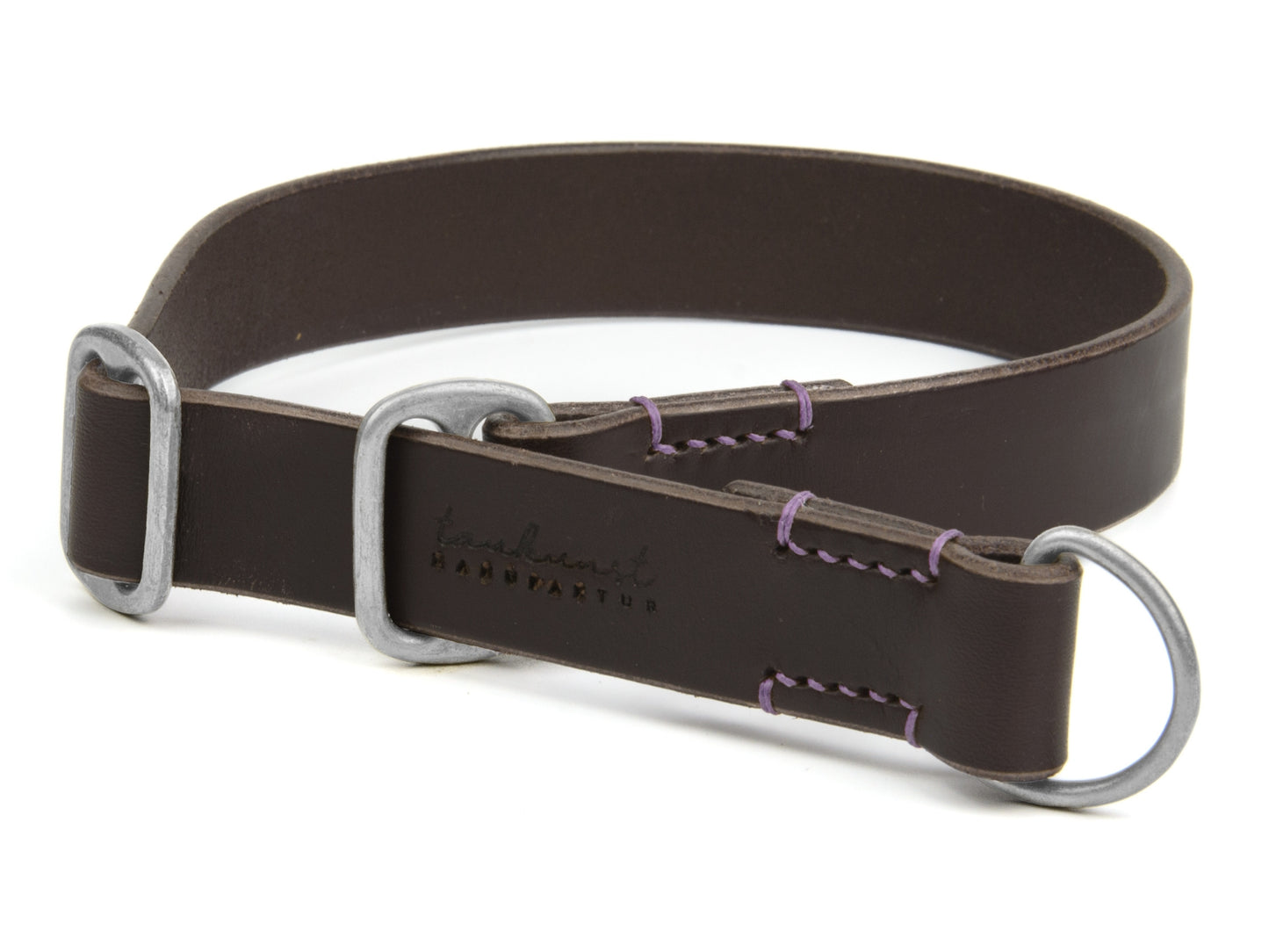 Zugstopp Lederhalsband 'Waldgeist' Dunkelbraun

