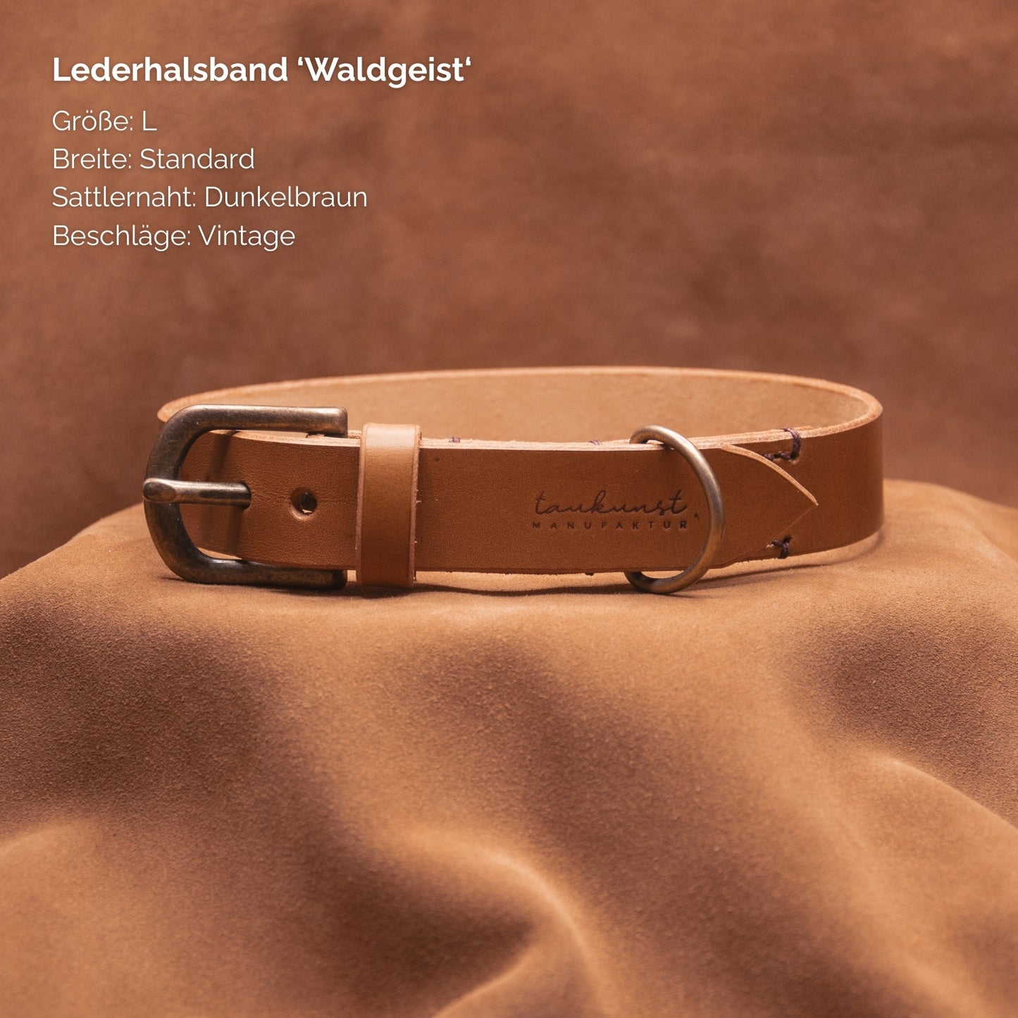 Lederhalsband 'Waldgeist' Camel
