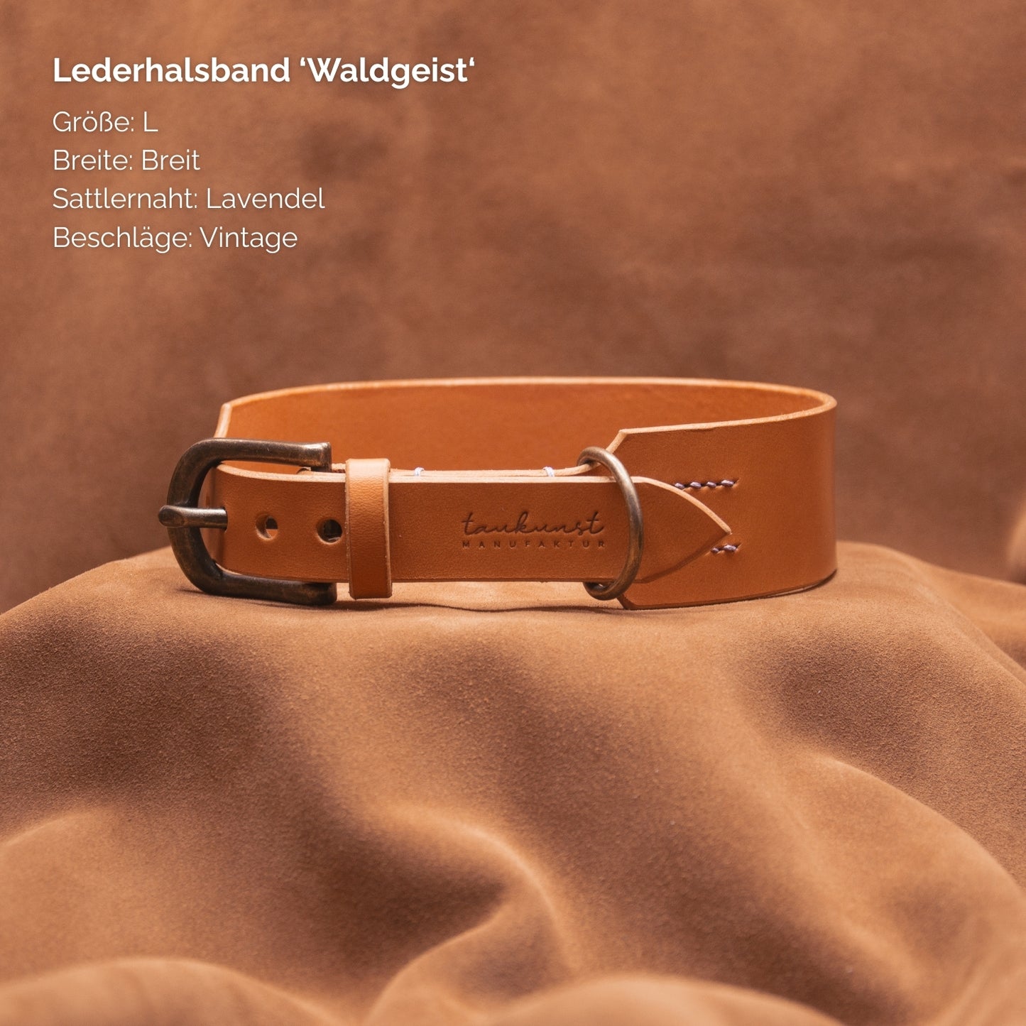 Lederhalsband 'Waldgeist' Cognac
