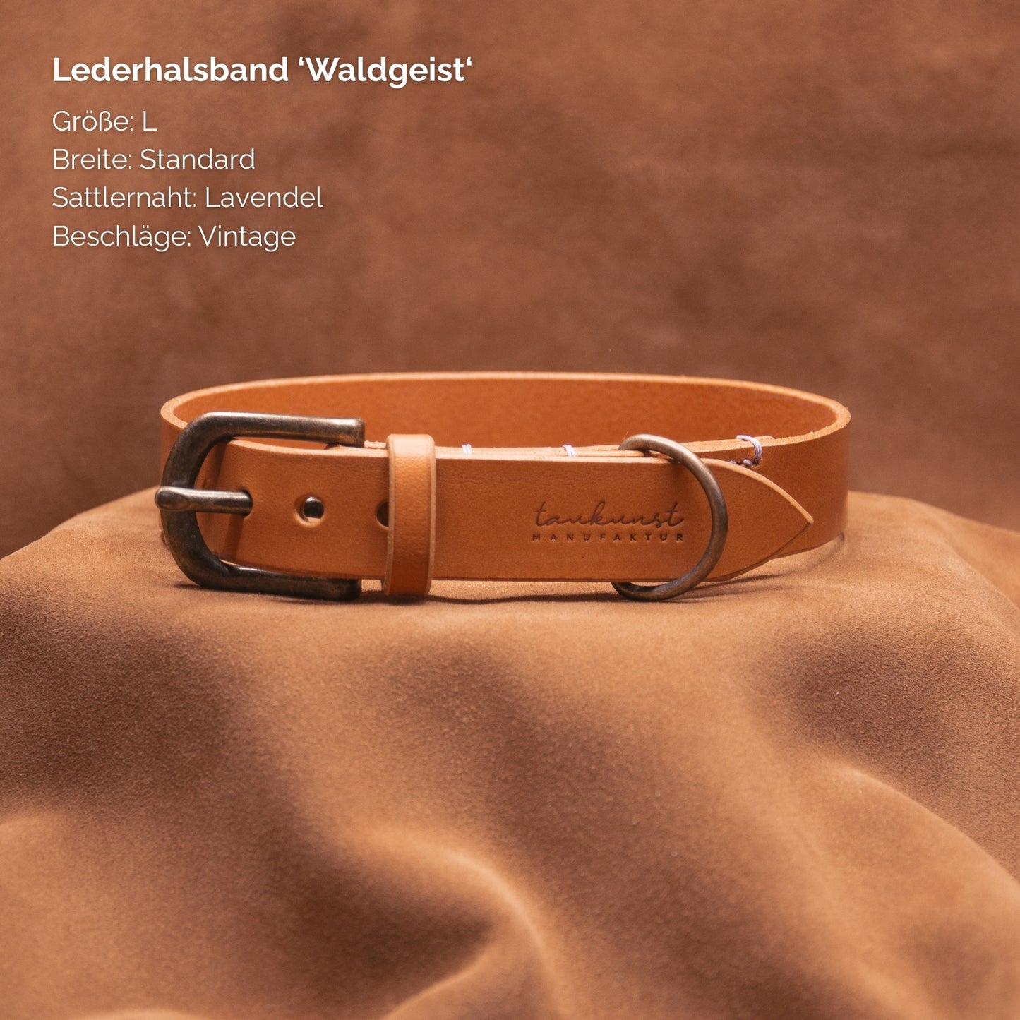Lederhalsband 'Waldgeist' Cognac
