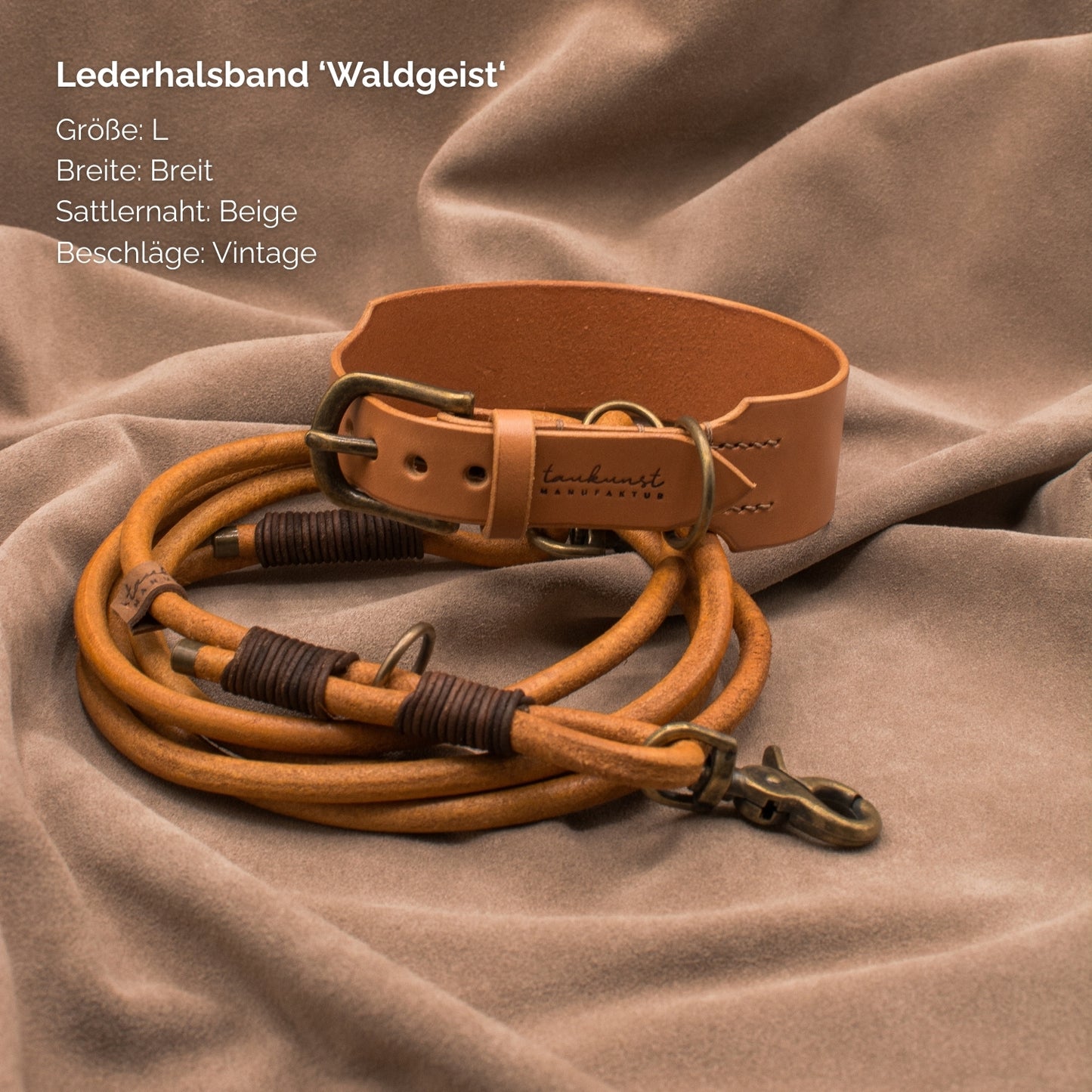 Lederhalsband 'Waldgeist' Cognac
