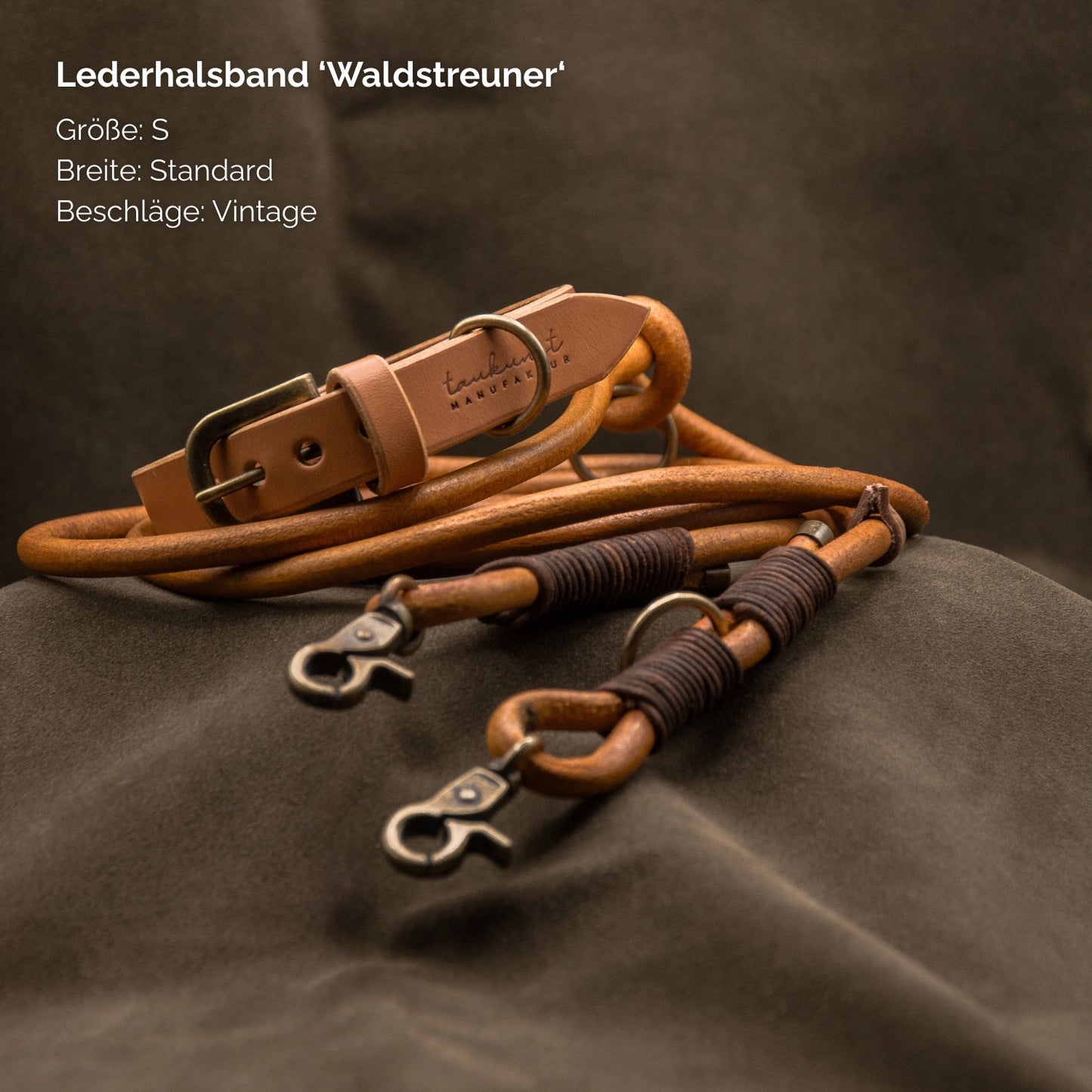 Lederhalsband 'Waldstreuner' Cognac

