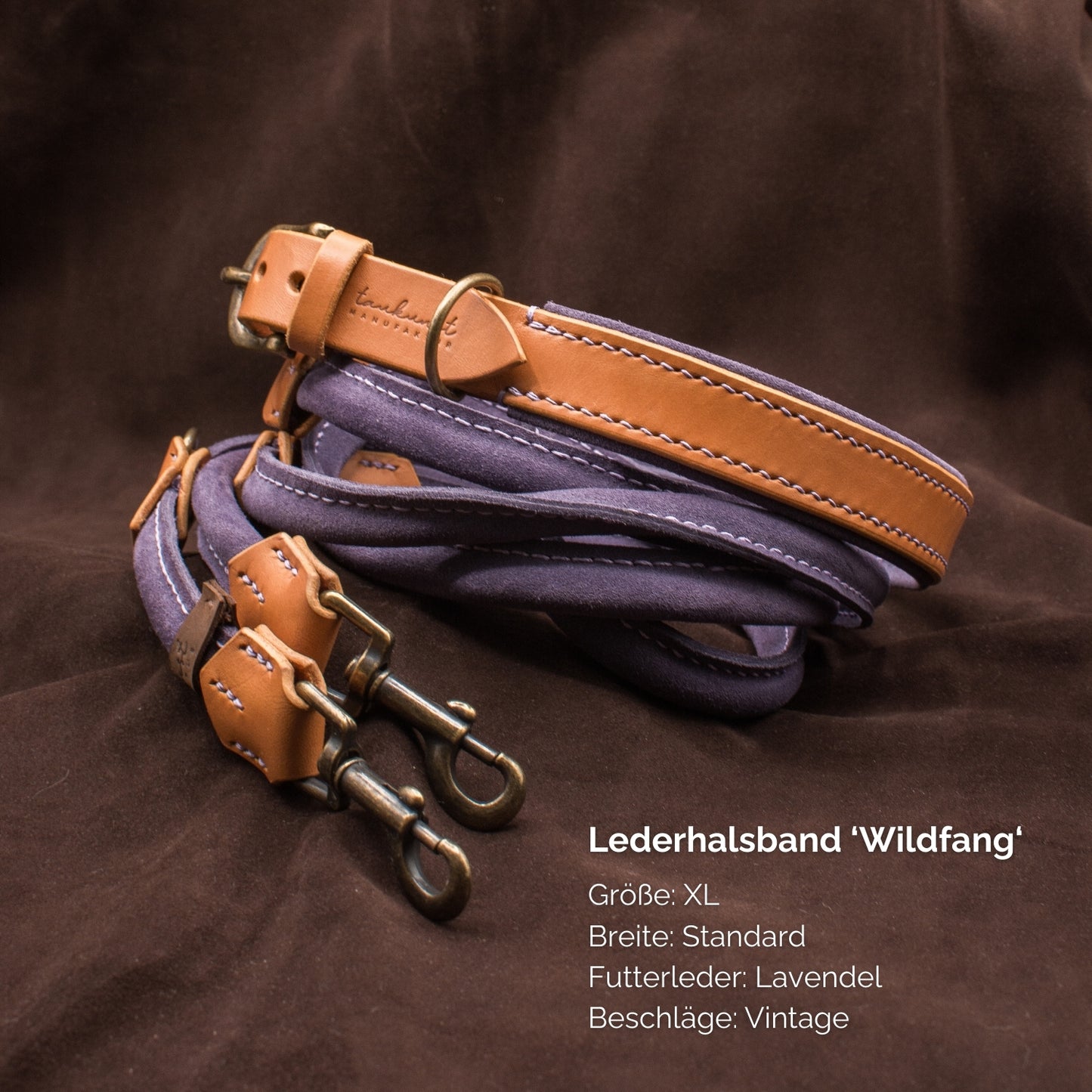 Lederhalsband 'Wildfang' Cognac
