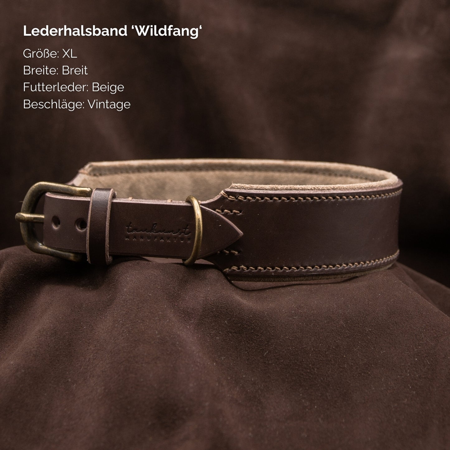 Lederhalsband 'Wildfang' Dunkelbraun
