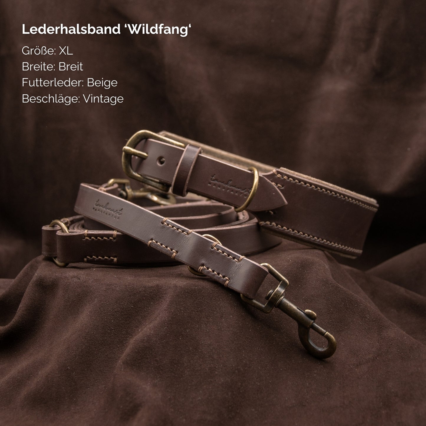 Lederhalsband 'Wildfang' Dunkelbraun
