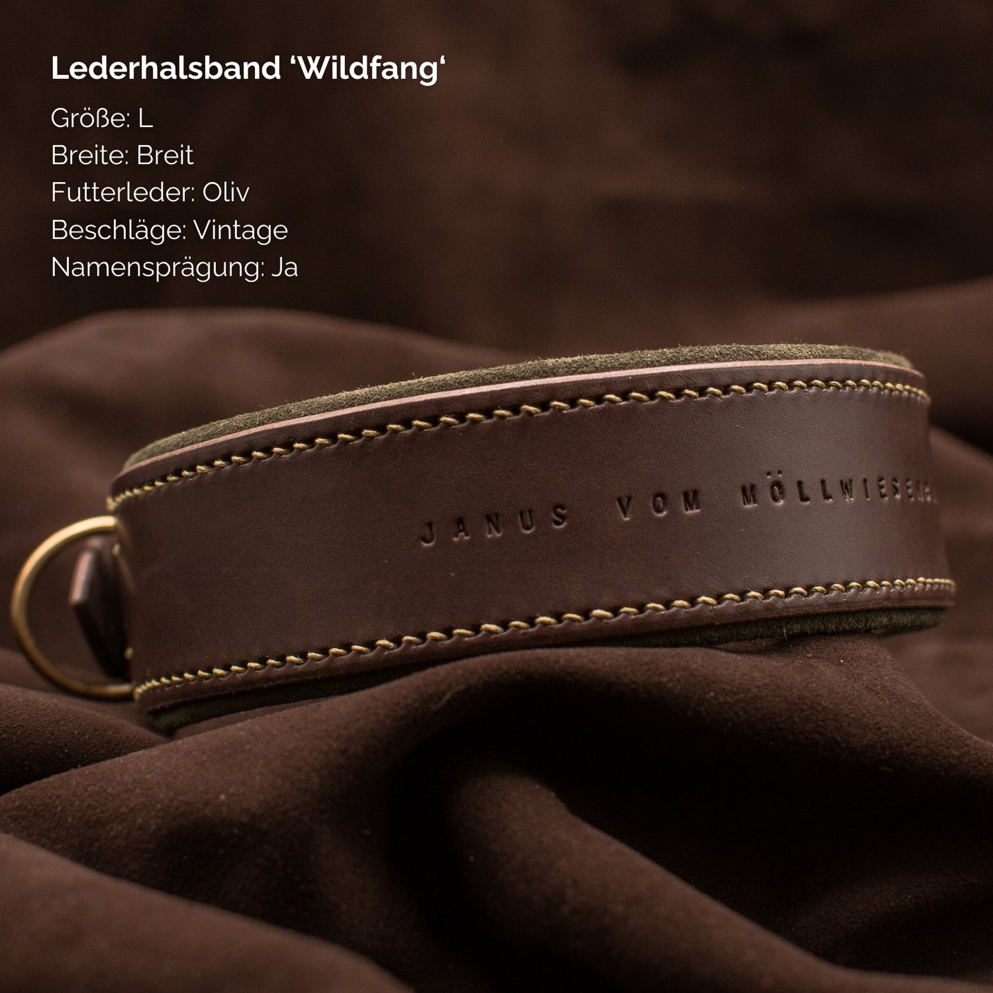 Lederhalsband 'Wildfang' Dunkelbraun

