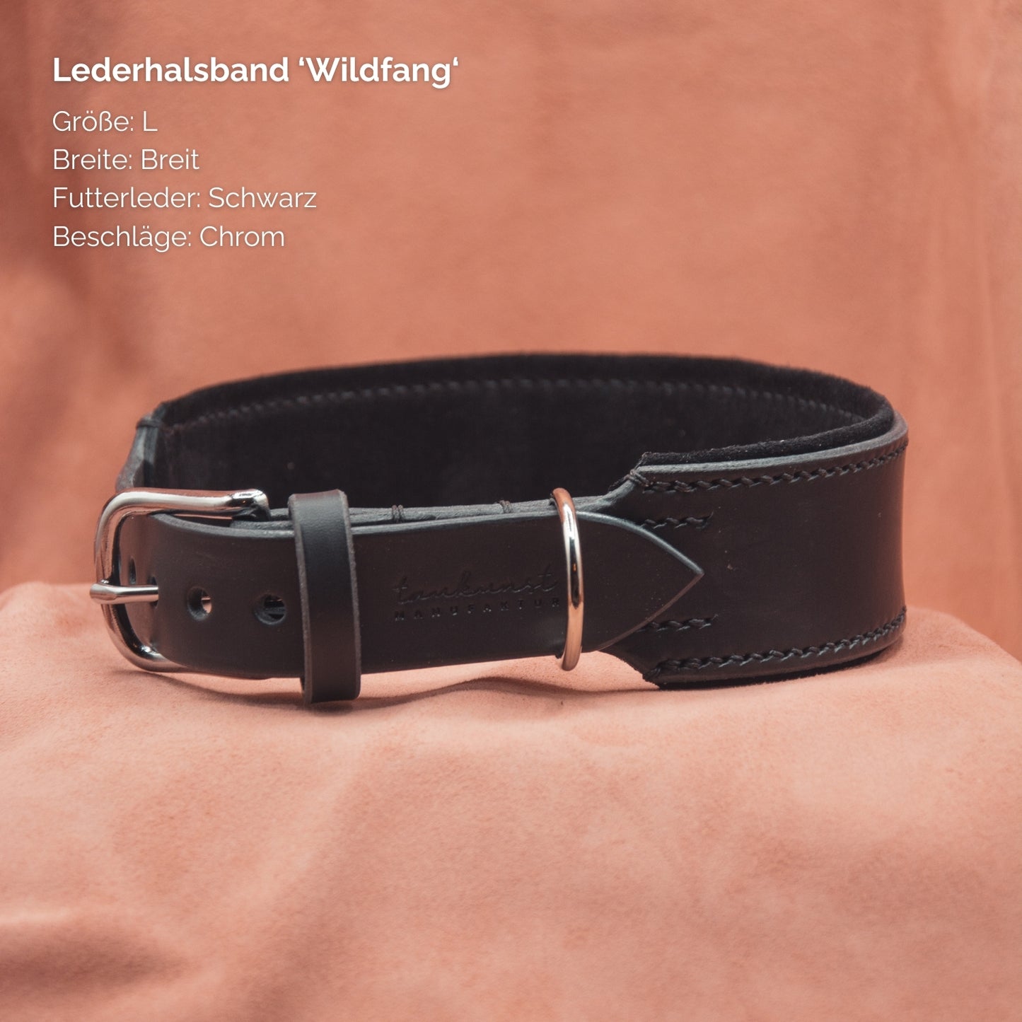 Lederhalsband 'Wildfang' Schwarz
