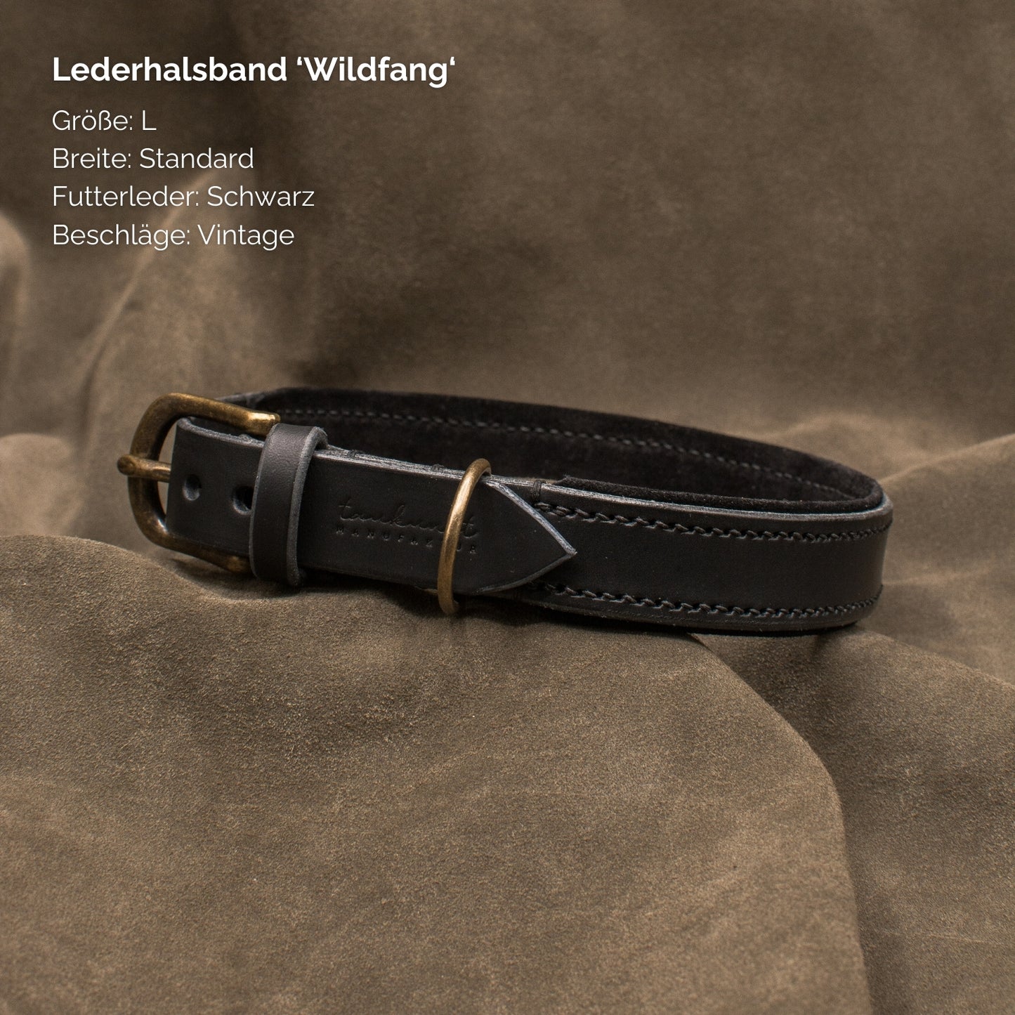 Lederhalsband 'Wildfang' Schwarz
