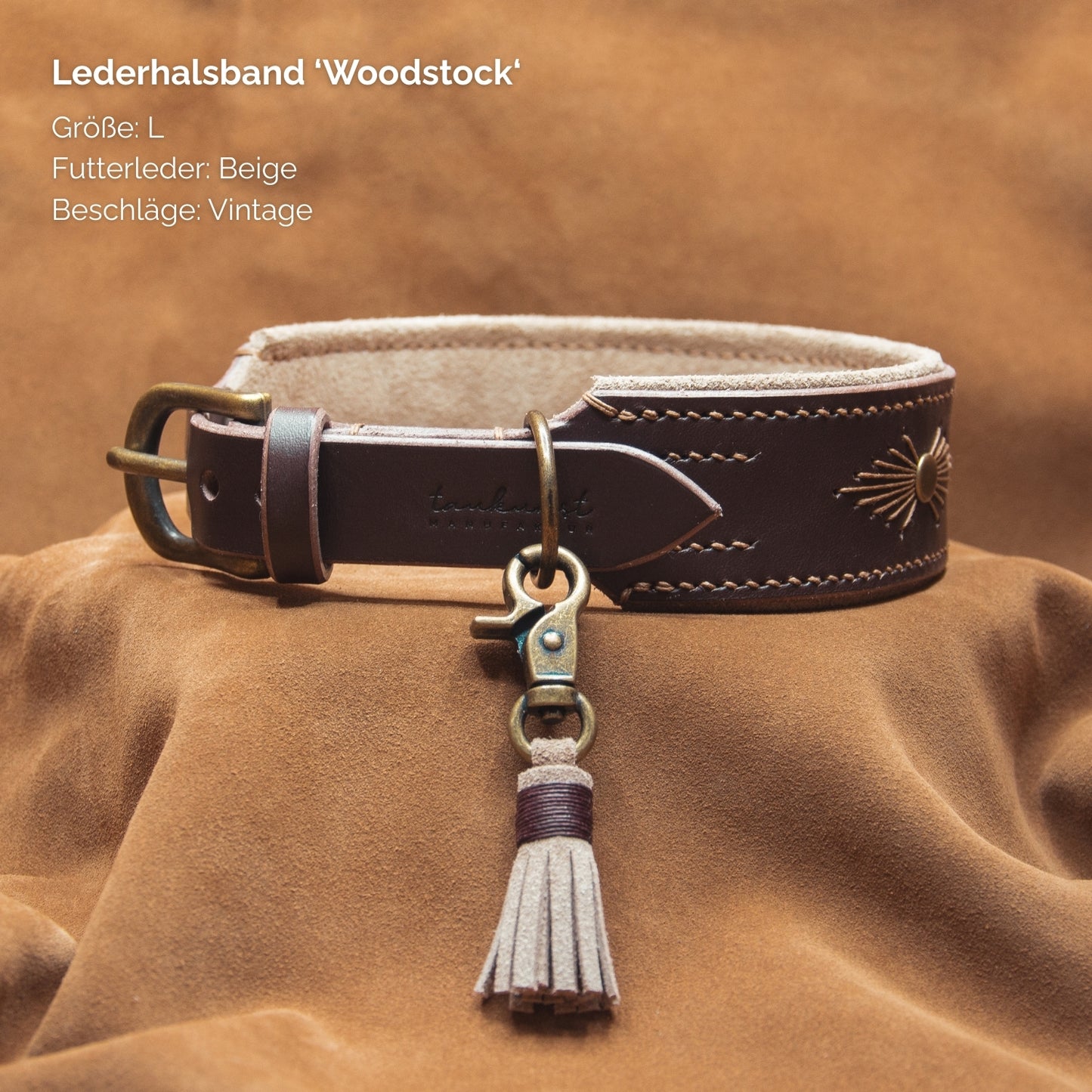 Lederhalsband 'Woodstock' Dunkelbraun
