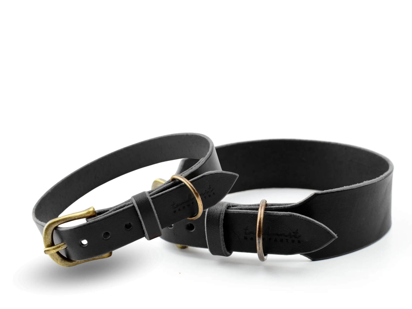Genietetes Lederhalsband Waldstreuner in Schwarz
