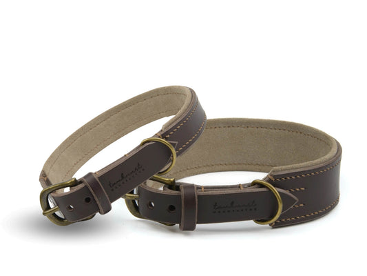 Gepolstertes Lederhalsband für Hunde in Dunkelbraun
