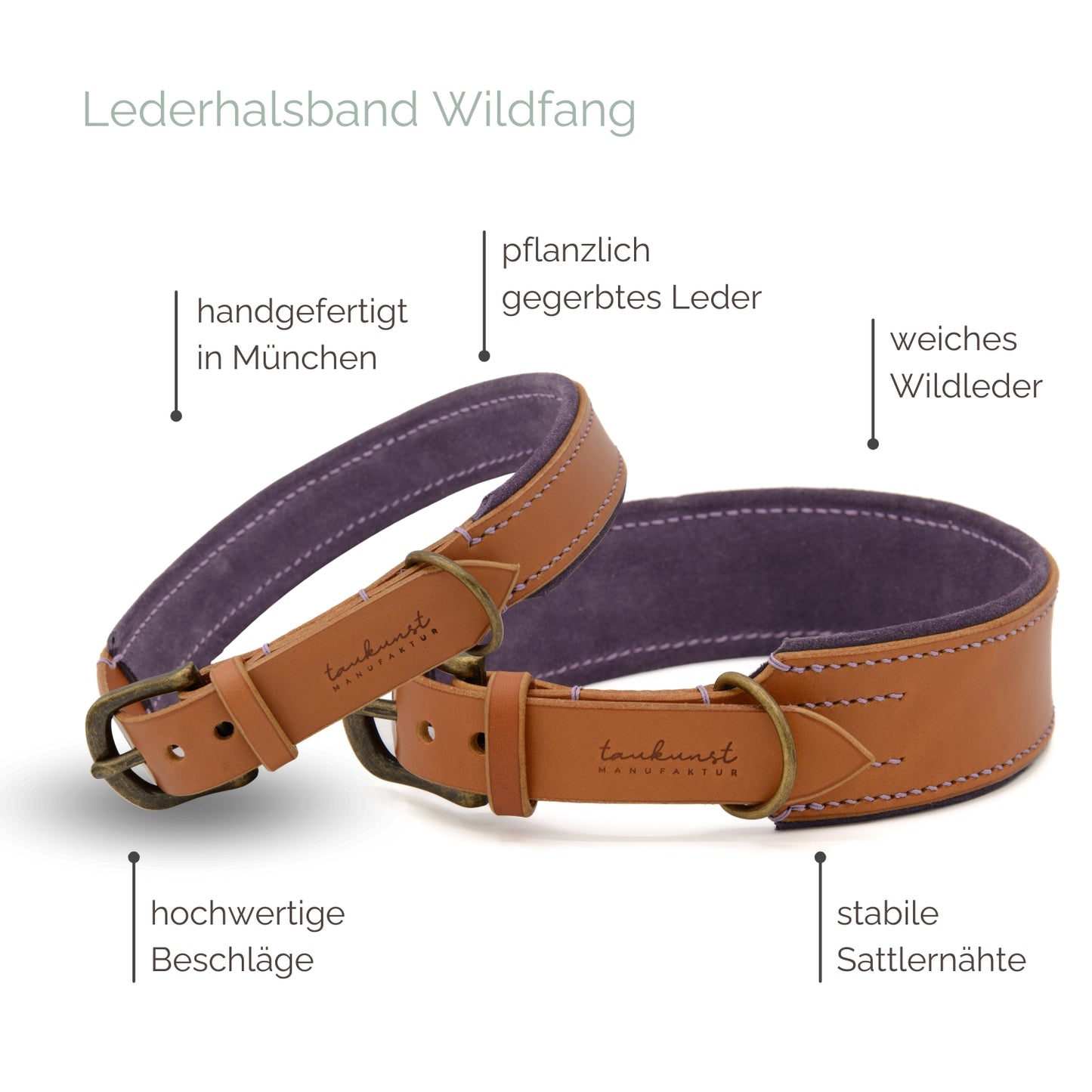 Lederhalsband 'Wildfang' Cognac
