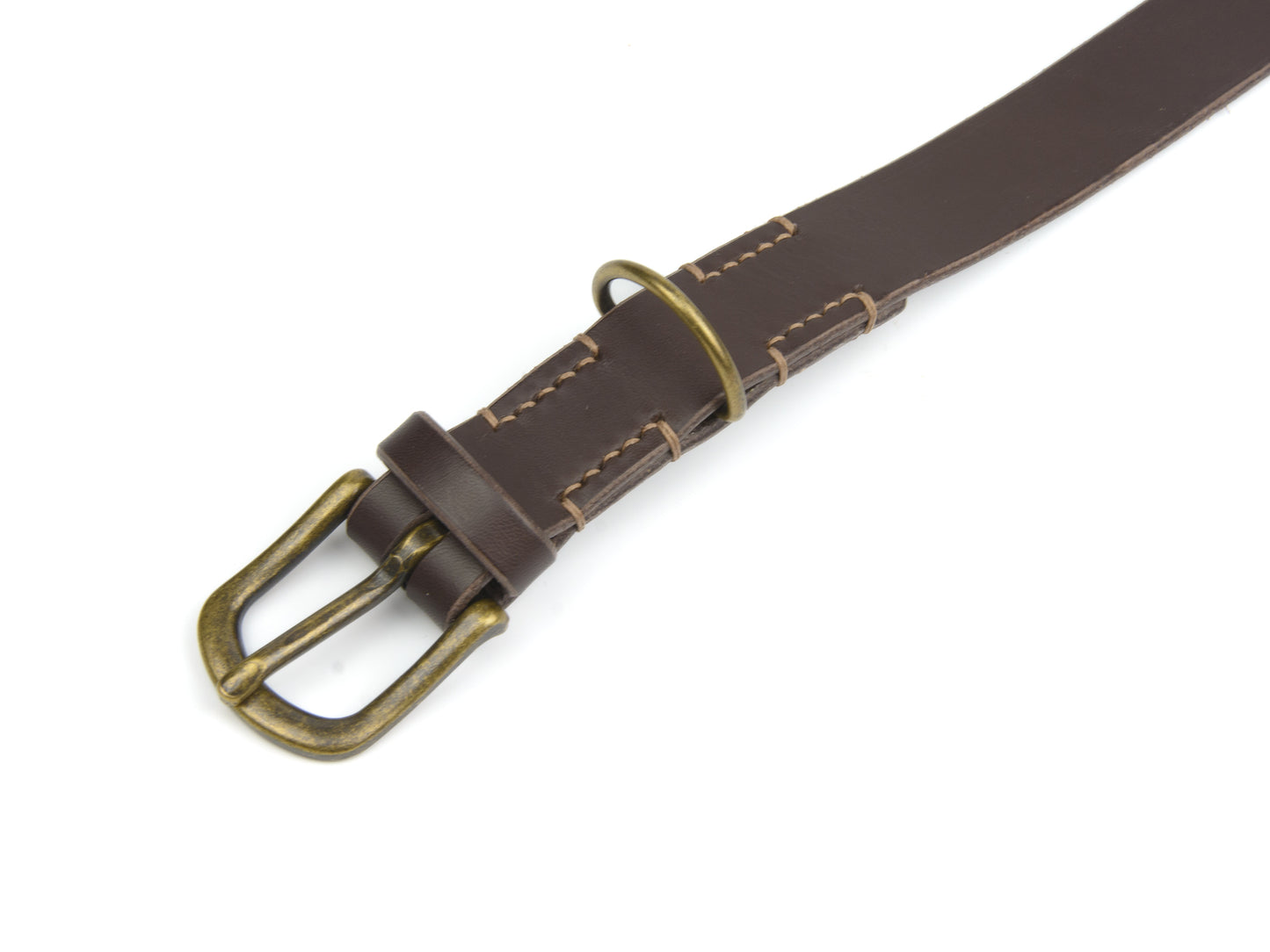 Lederhalsband Wilma für Hunde Dunkelbraun mit Sattlernaht in Beige Vintage
