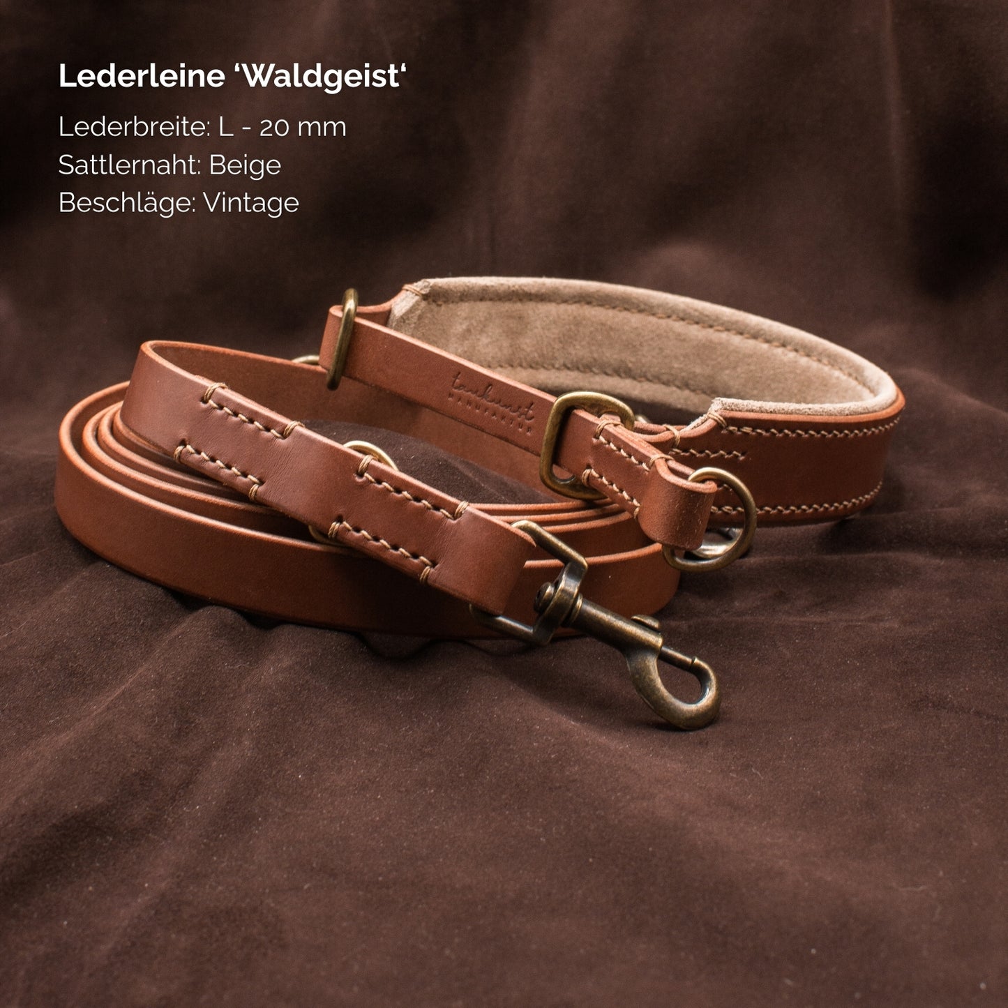 Hundeleine aus Leder - Lederleine 'Waldgeist' Braun
