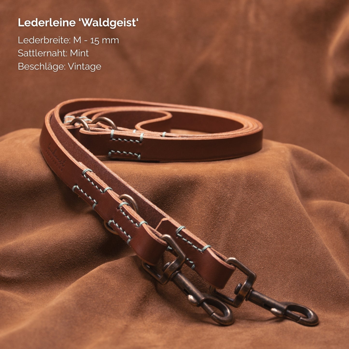 Hundeleine aus Leder - Lederleine 'Waldgeist' Braun

