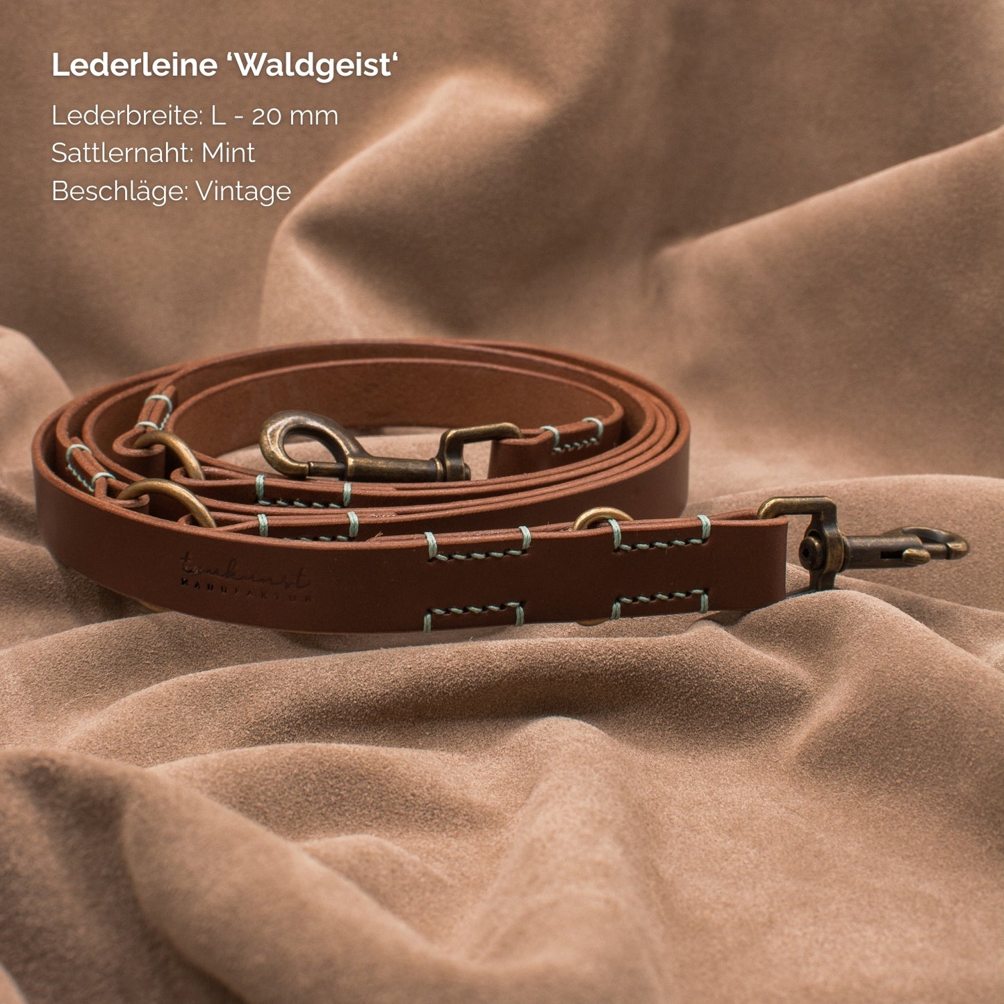 Hundeleine aus Leder - Lederleine 'Waldgeist' Braun
