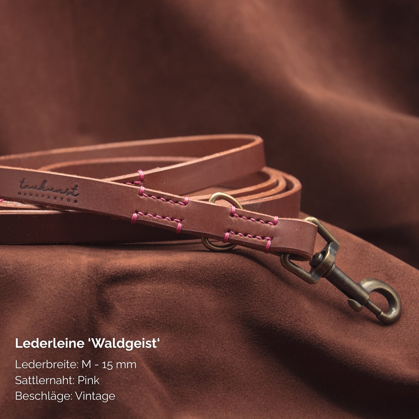 Hundeleine aus Leder - Lederleine 'Waldgeist' Braun
