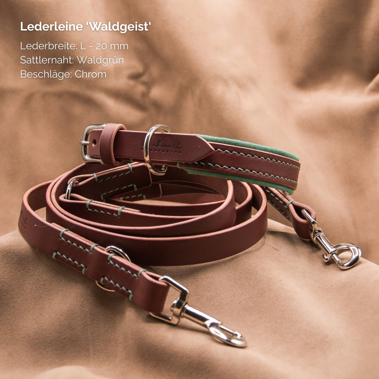 Hundeleine aus Leder - Lederleine 'Waldgeist' Braun

