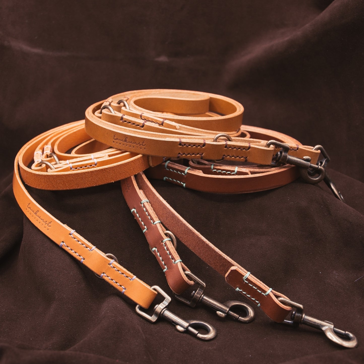 Hundeleine aus Leder - Lederleine 'Waldgeist' Schwarz
