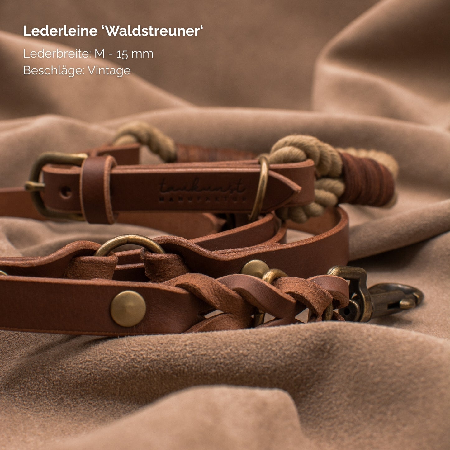 Hundeleine aus Leder - Lederleine 'Waldstreuner' Braun
