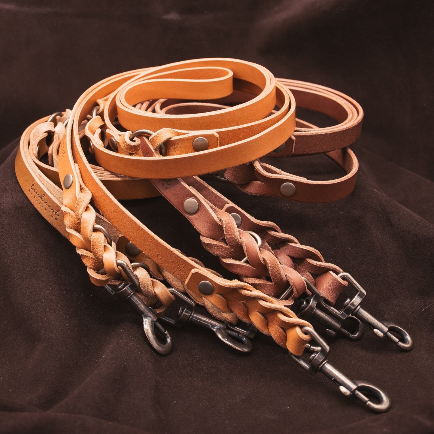 Hundeleine aus Leder - Lederleine 'Waldstreuner' Dunkelbraun
