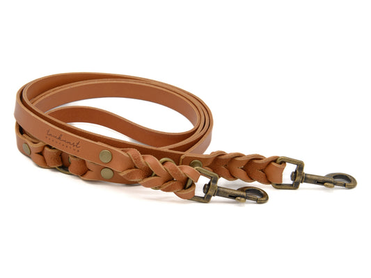 Hundeleine aus Leder - Lederleine für Hunde aus Rindsleder in Cognac
