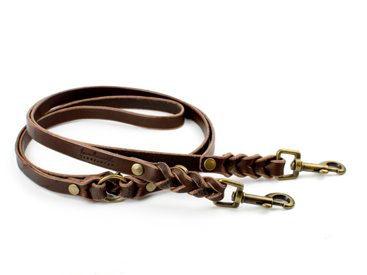 Hundeleine aus Leder - Lederleine für Hunde aus Rindsleder in Dunkelbraun
