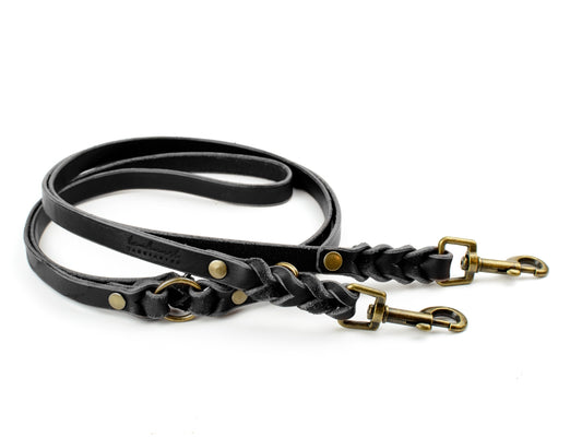 Hundeleine aus Leder - Lederleine für Hunde aus Rindsleder in Schwarz
