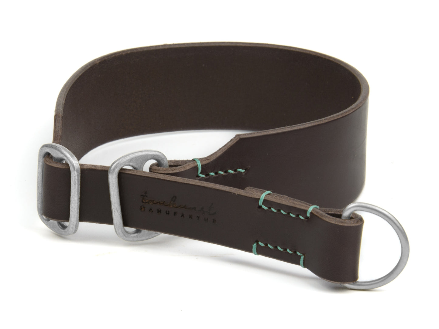 Zugstopp Lederhalsband 'Waldgeist' Dunkelbraun
