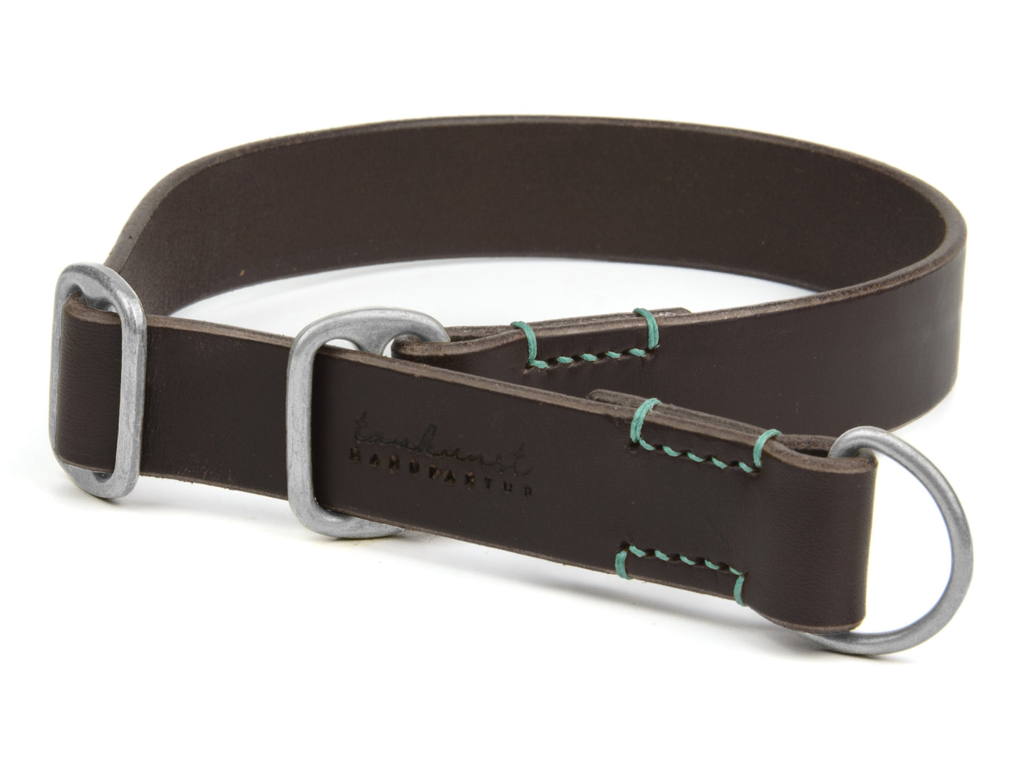Zugstopp Lederhalsband 'Waldgeist' Dunkelbraun
