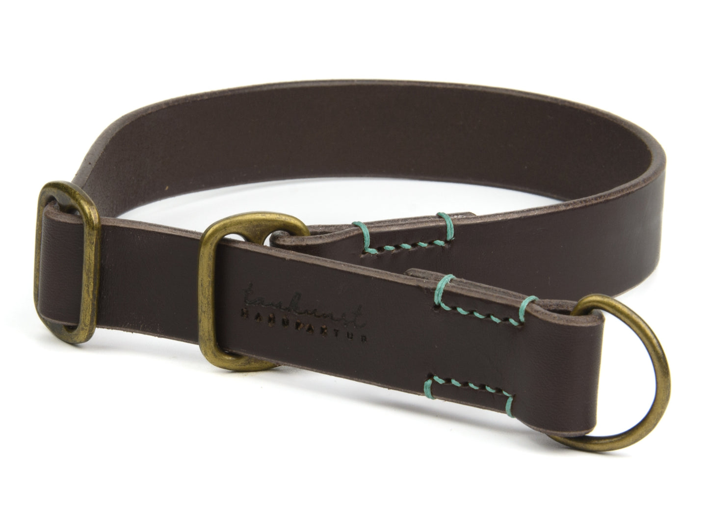 Zugstopp Lederhalsband 'Waldgeist' Dunkelbraun
