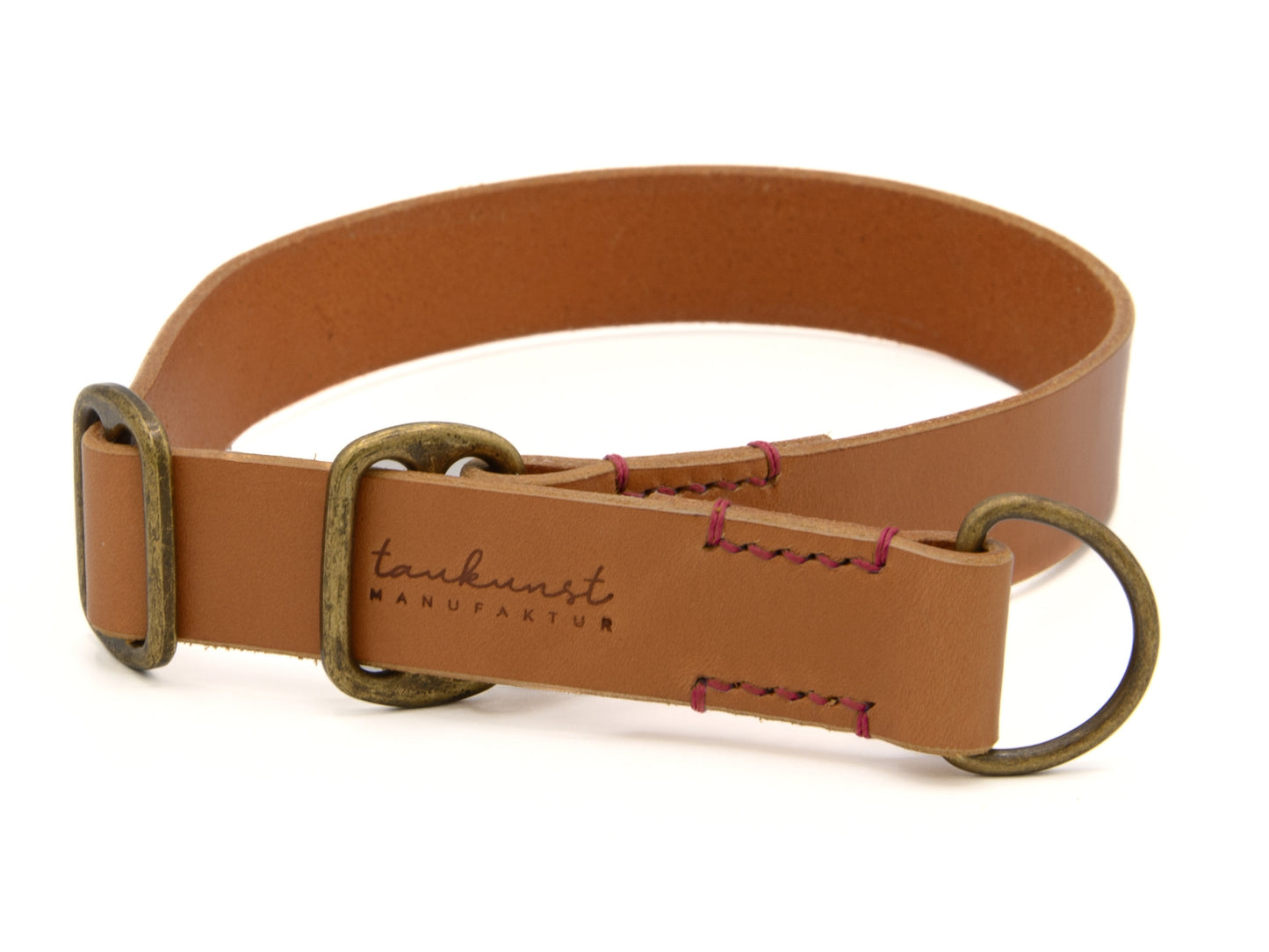 Zugstopp Lederhalsband 'Waldgeist' Cognac
