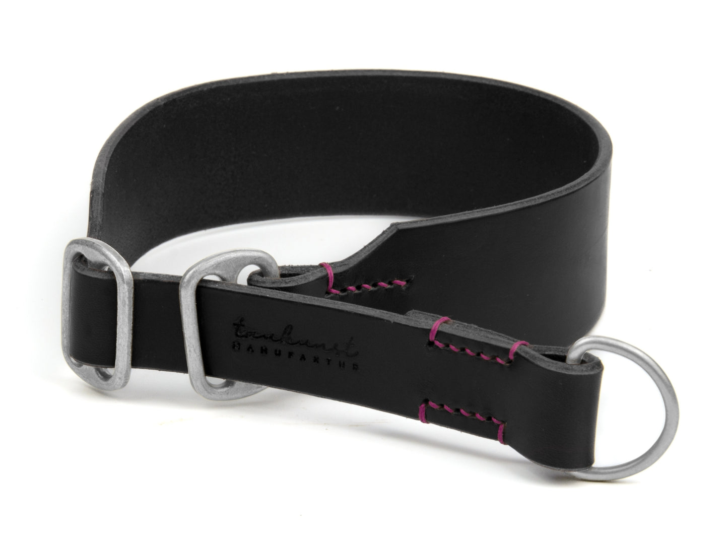 Zugstopp Lederhalsband 'Waldgeist' Schwarz
