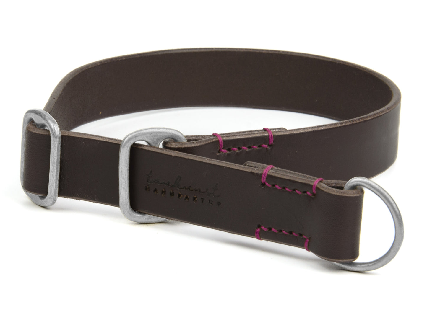 Zugstopp Lederhalsband 'Waldgeist' Dunkelbraun
