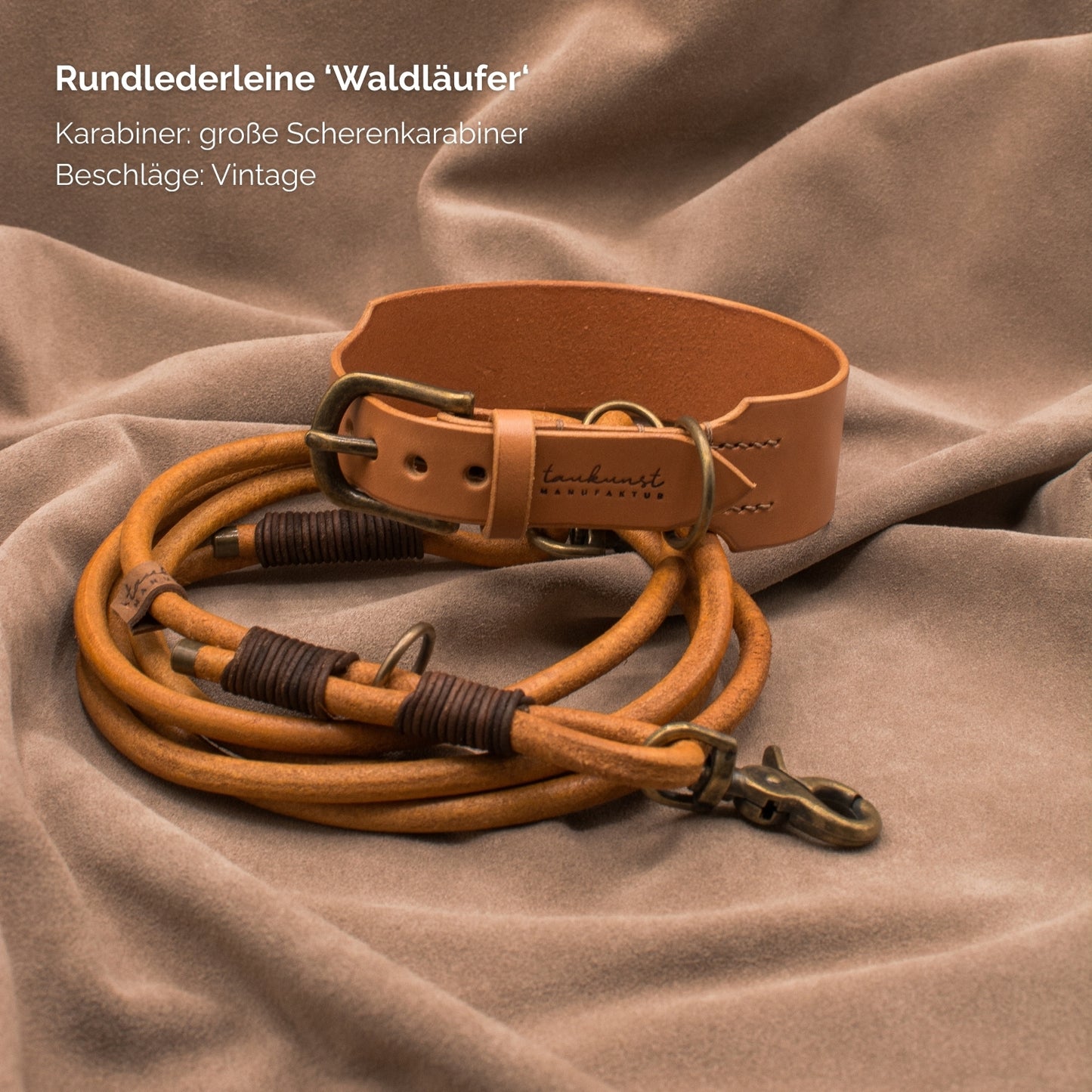 Rundlederleine 'Waldläufer' Cognac
