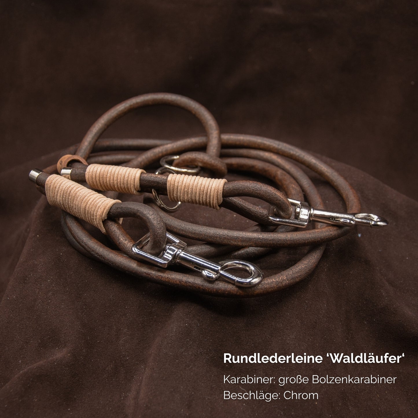 Rundlederleine 'Waldläufer' Dunkelbraun
