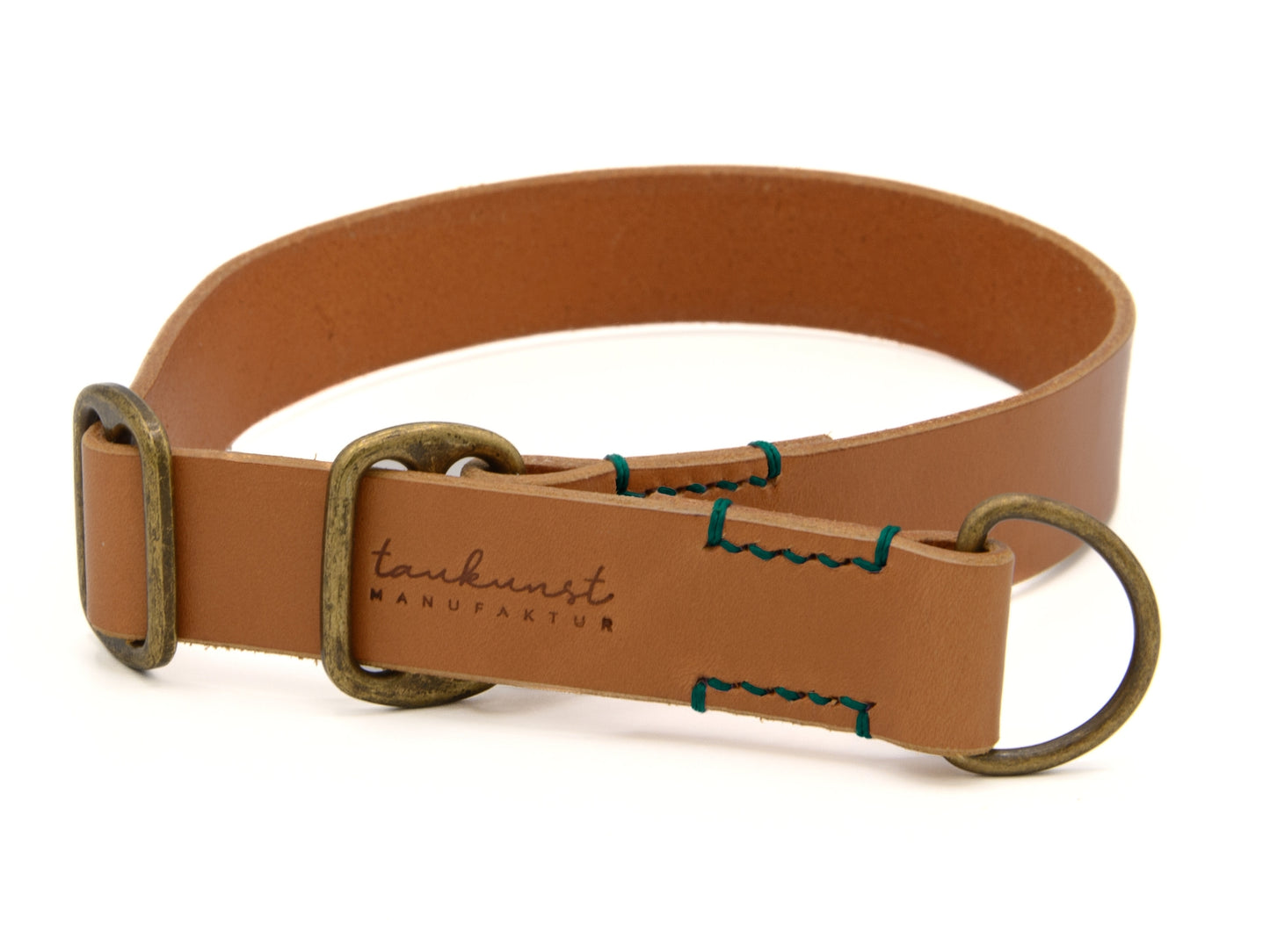 Zugstopp Lederhalsband 'Waldgeist' Cognac
