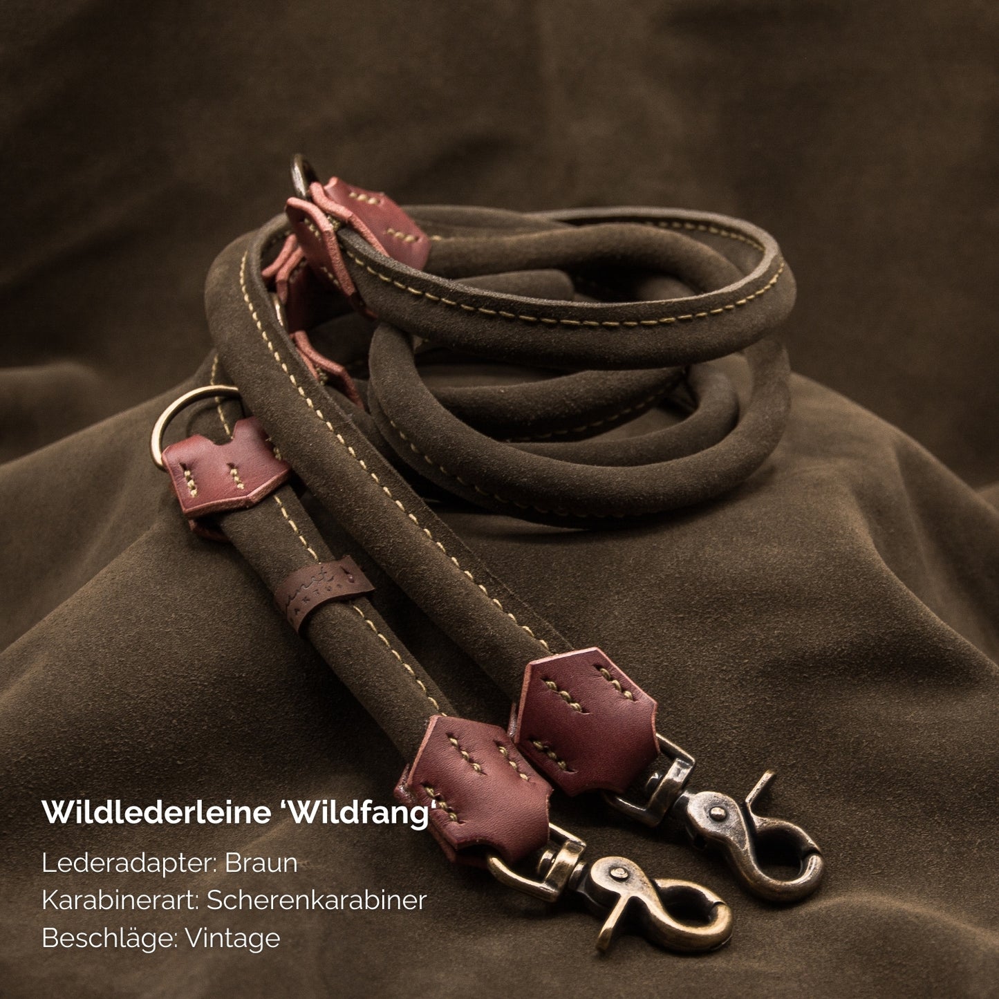 Wildlederleine 'Wildfang' Oliv
