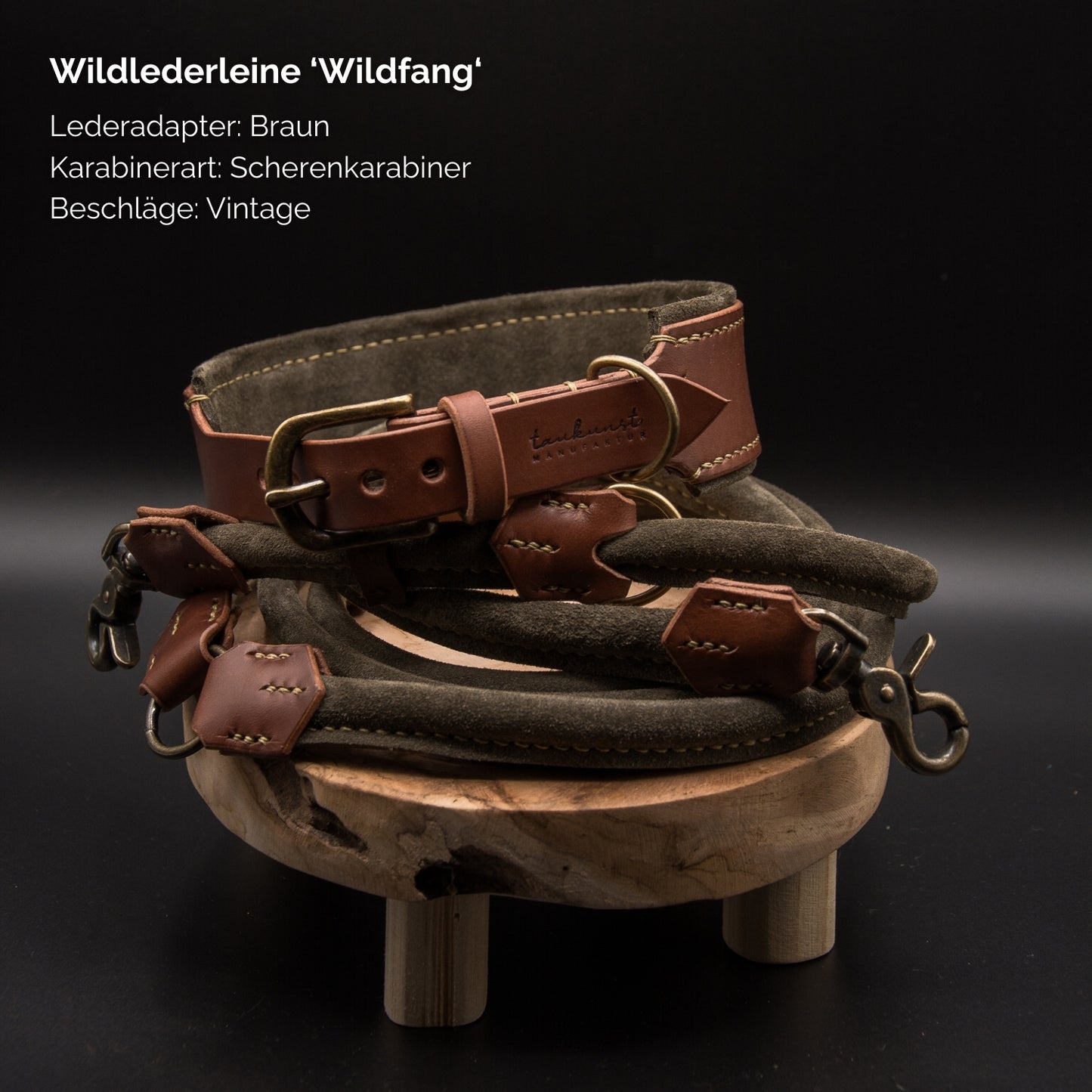 Wildlederleine 'Wildfang' Oliv
