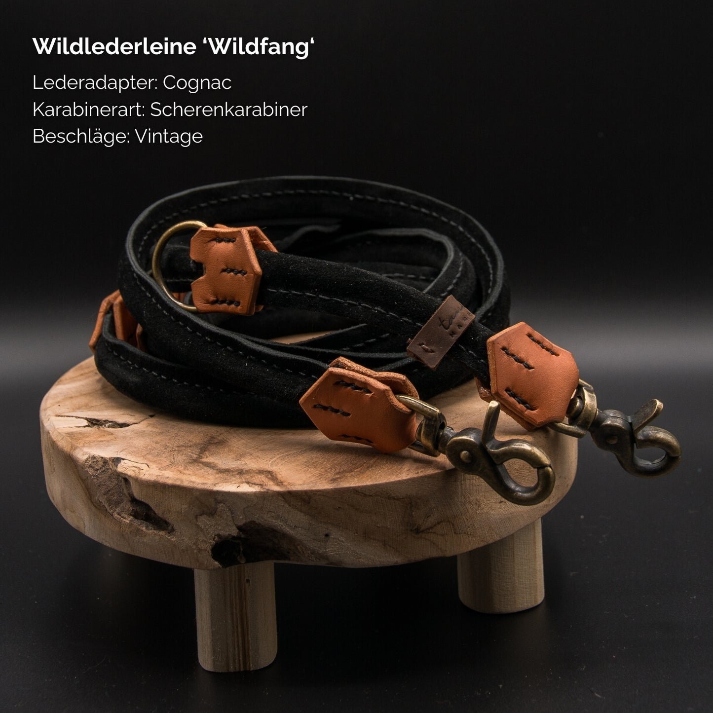 Wildlederleine 'Wildfang' Schwarz
